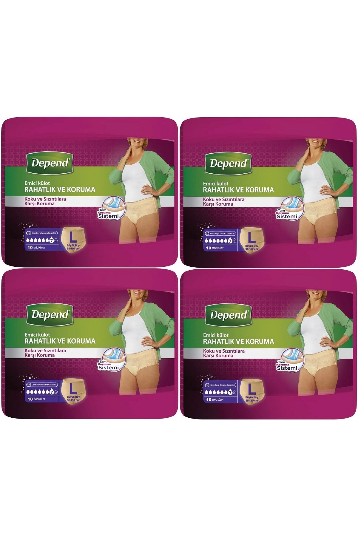Depend Emici Külot Hasta Bezi Large - Büyük Kadın 40 Adet (4PK*10)