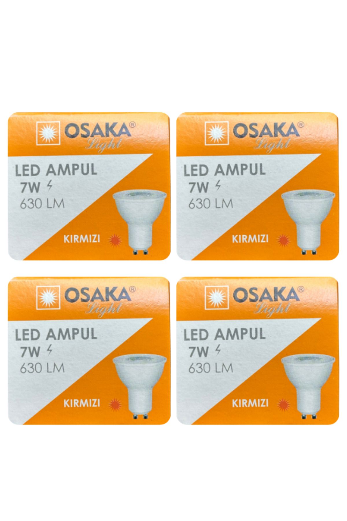 Osaka (4 Adet) Osaka 7W Kırmızı Işık GU10 Duylu (Kalın Duy) Led Çanak Ampul