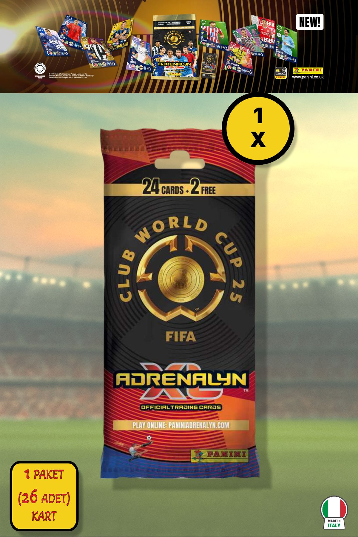 TOYFEST Panini Club World Cup 25 Fat Pack Futbolcu Kartları - 1’li Paket (26 Kart)