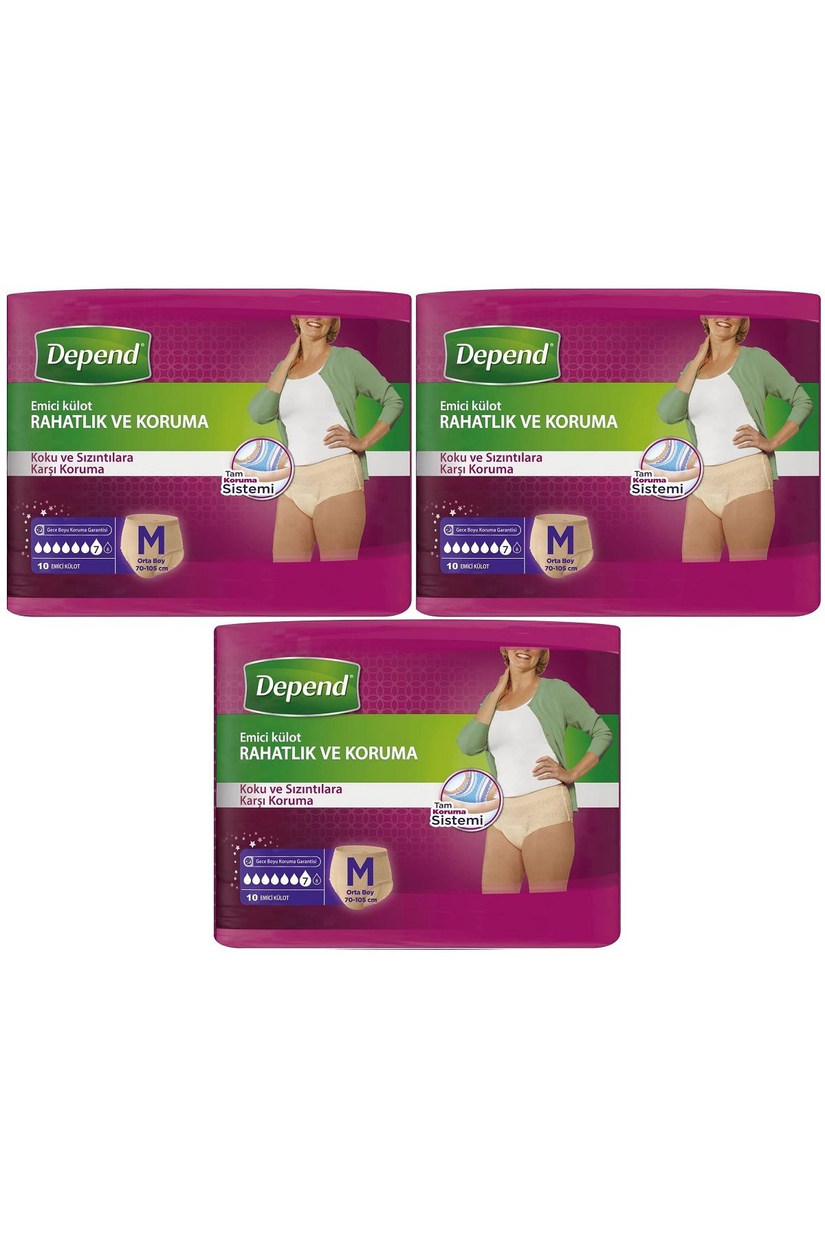 Depend Emici Külot Hasta Bezi Medium - Orta Kadın 30 Adet (3PK*10)