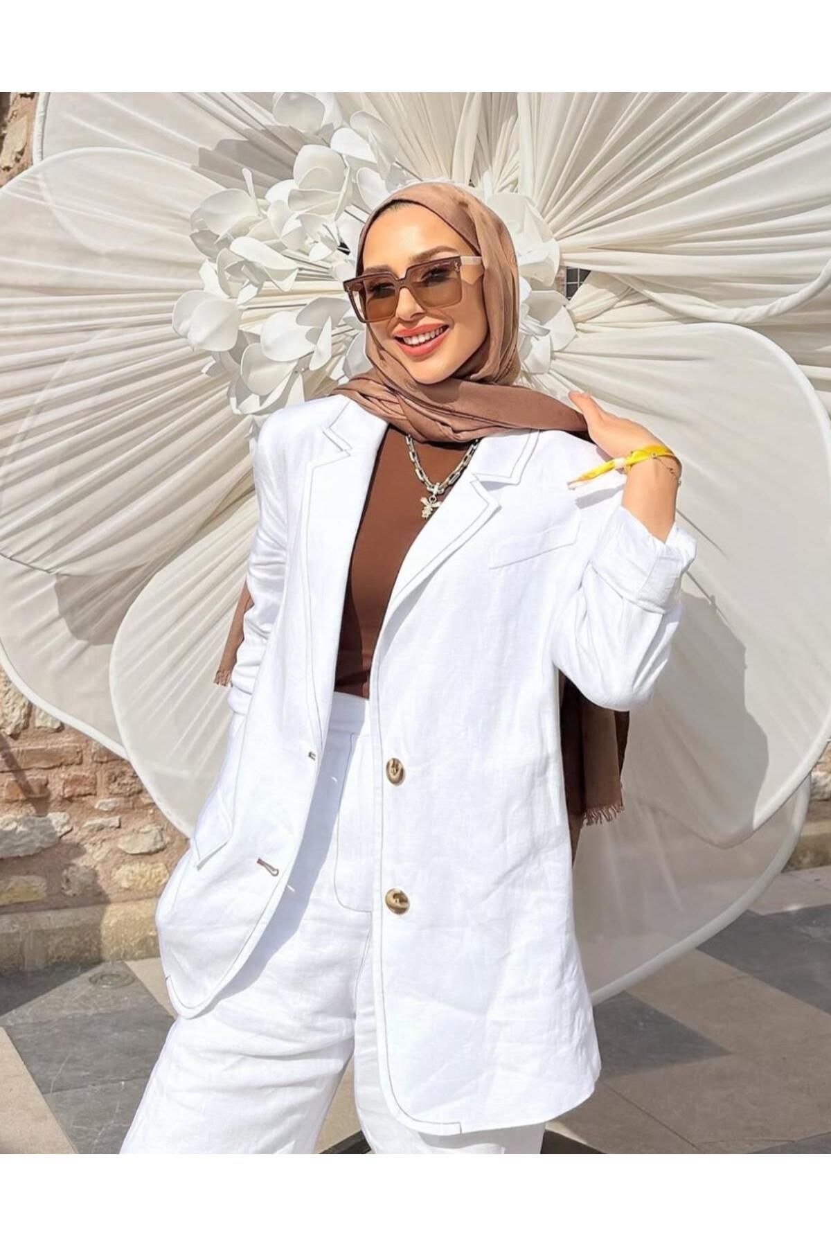 Hare Butik %100 KETEN BLAZER CEKET