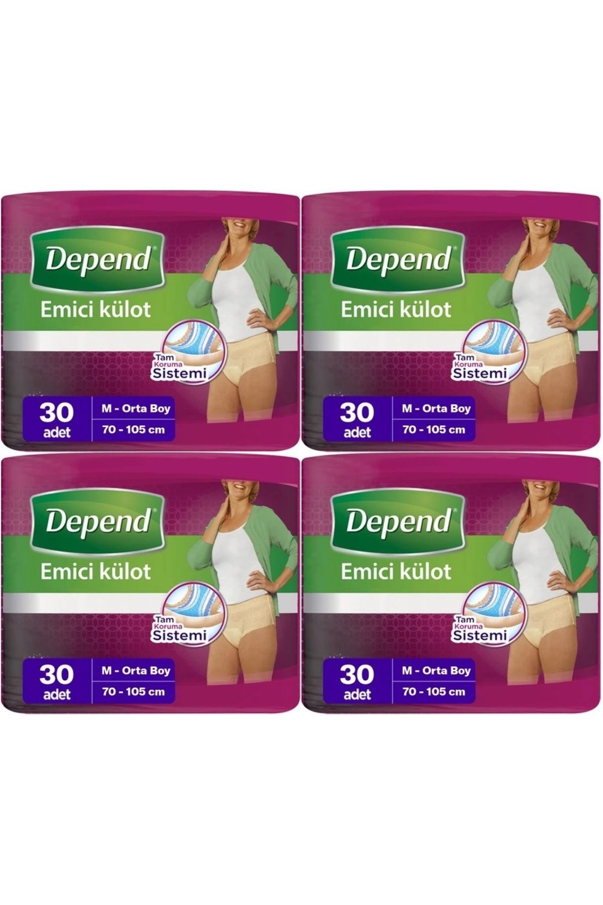 Depend Emici Külot Hasta Bezi Medium - Orta Kadın 120 Adet (4PK*30)