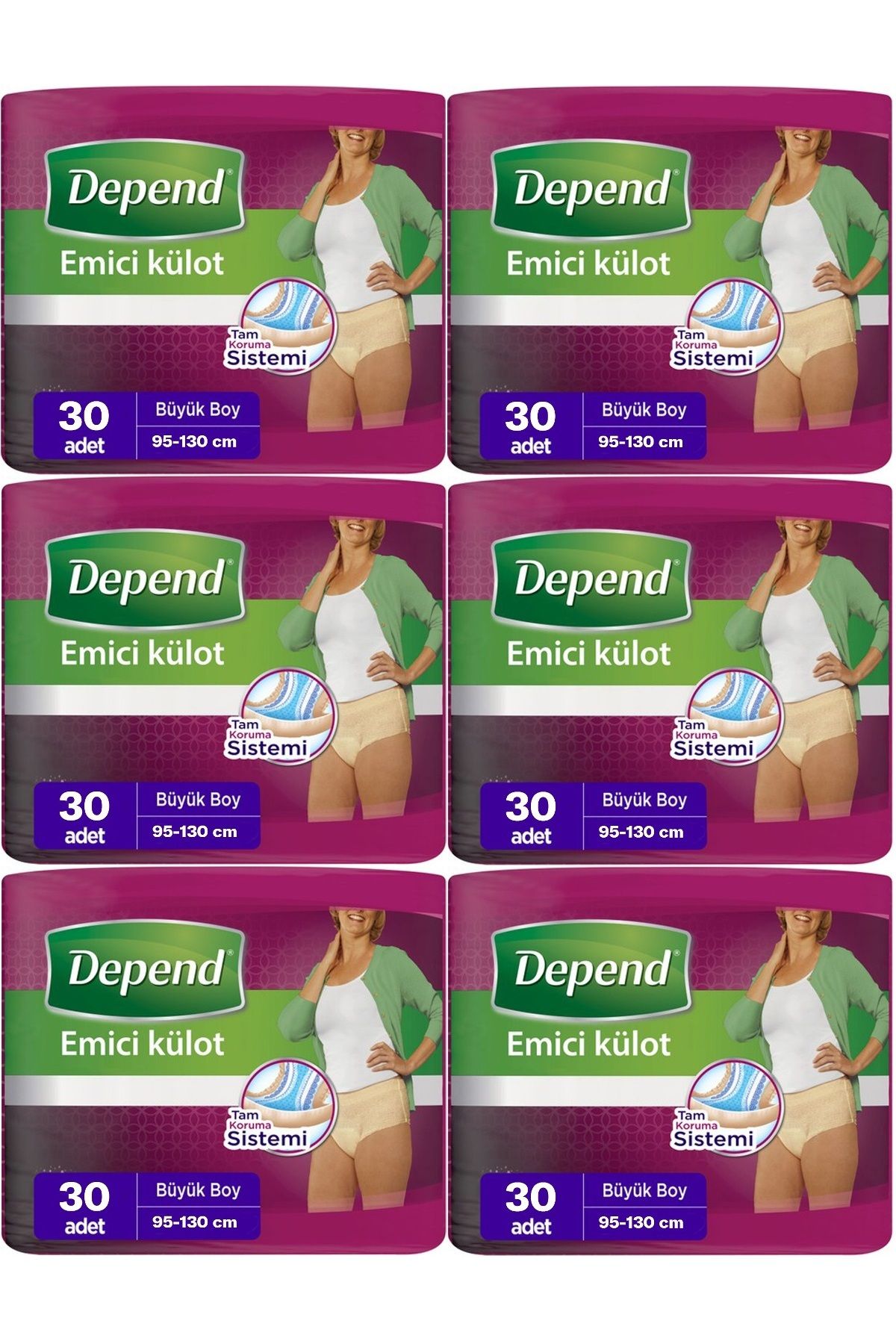 Depend Emici Külot Hasta Bezi Large - Büyük Kadın 180 Adet (6PK*30)