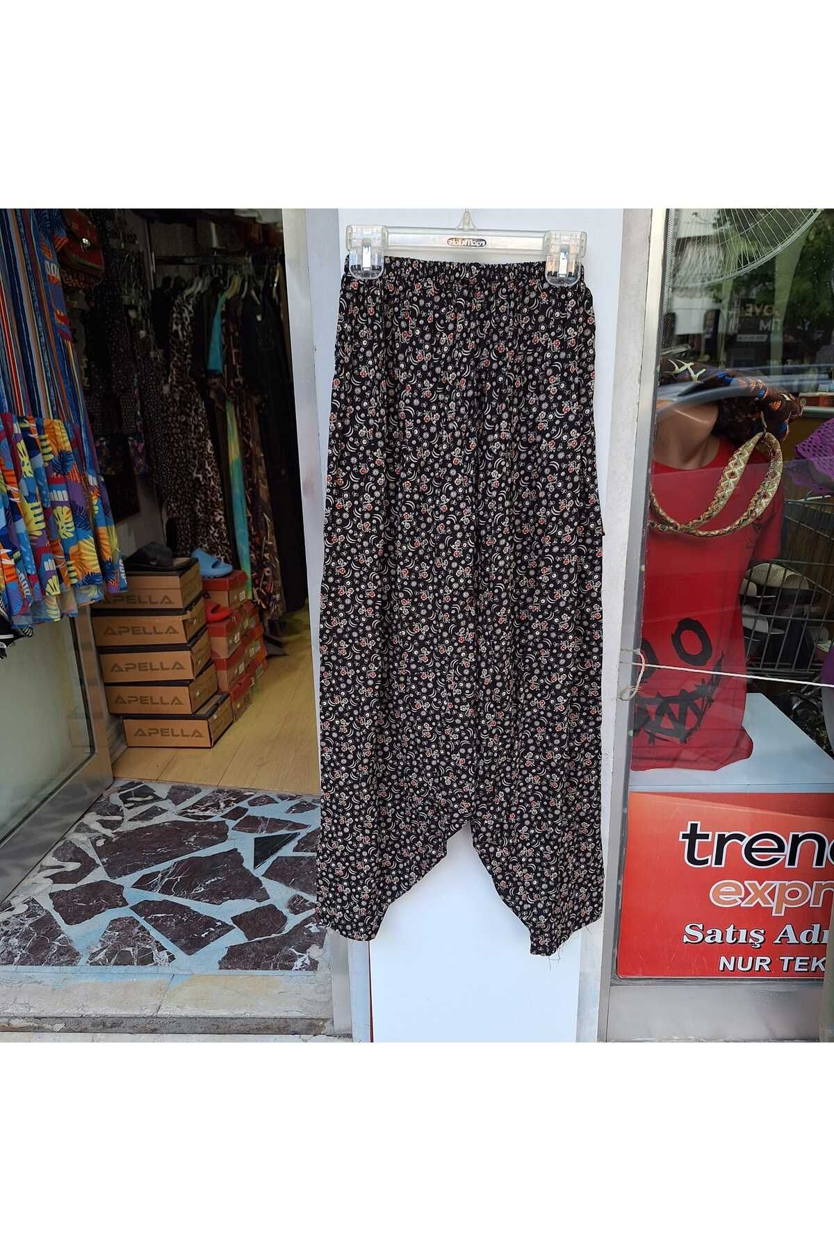 NUR TEKSTİL kız ges boy desenli pamuklu viskon beli lastikli- 8-9 -10 11-12-13- yaşlara uyumlu şalvar