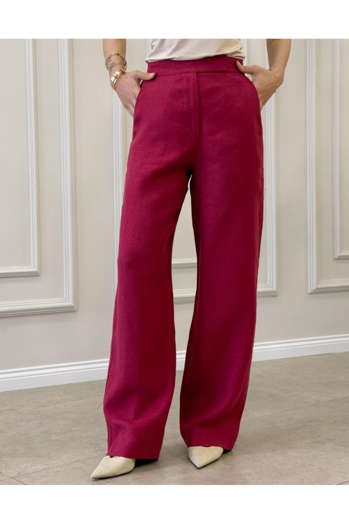 Hare Butik %100 KETEN PALAZZO PANTOLON