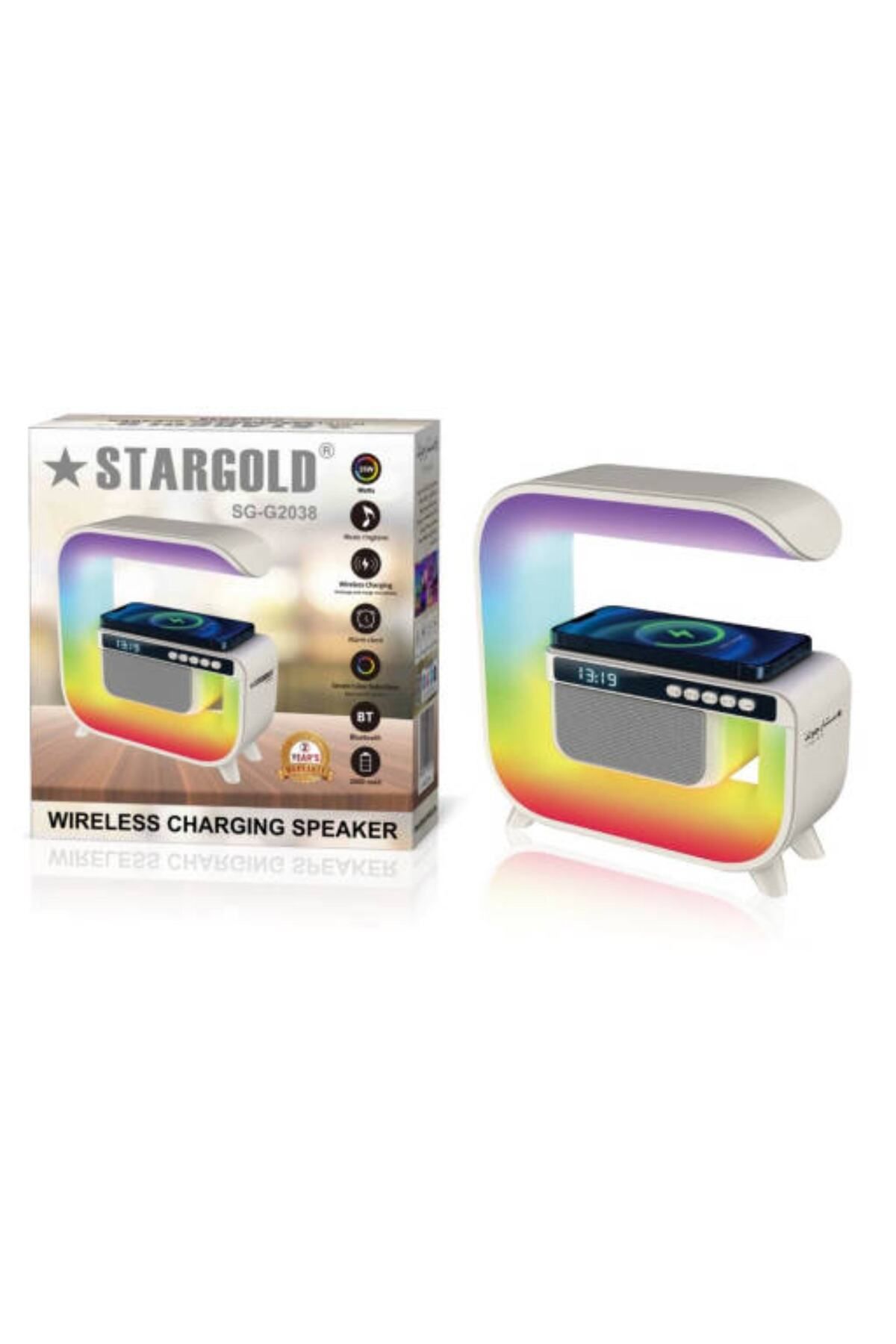 Generic-Stargold 25w Wireless Charging Bluetooth Speaker With Alarm Clock, Led Light,touch Control 2