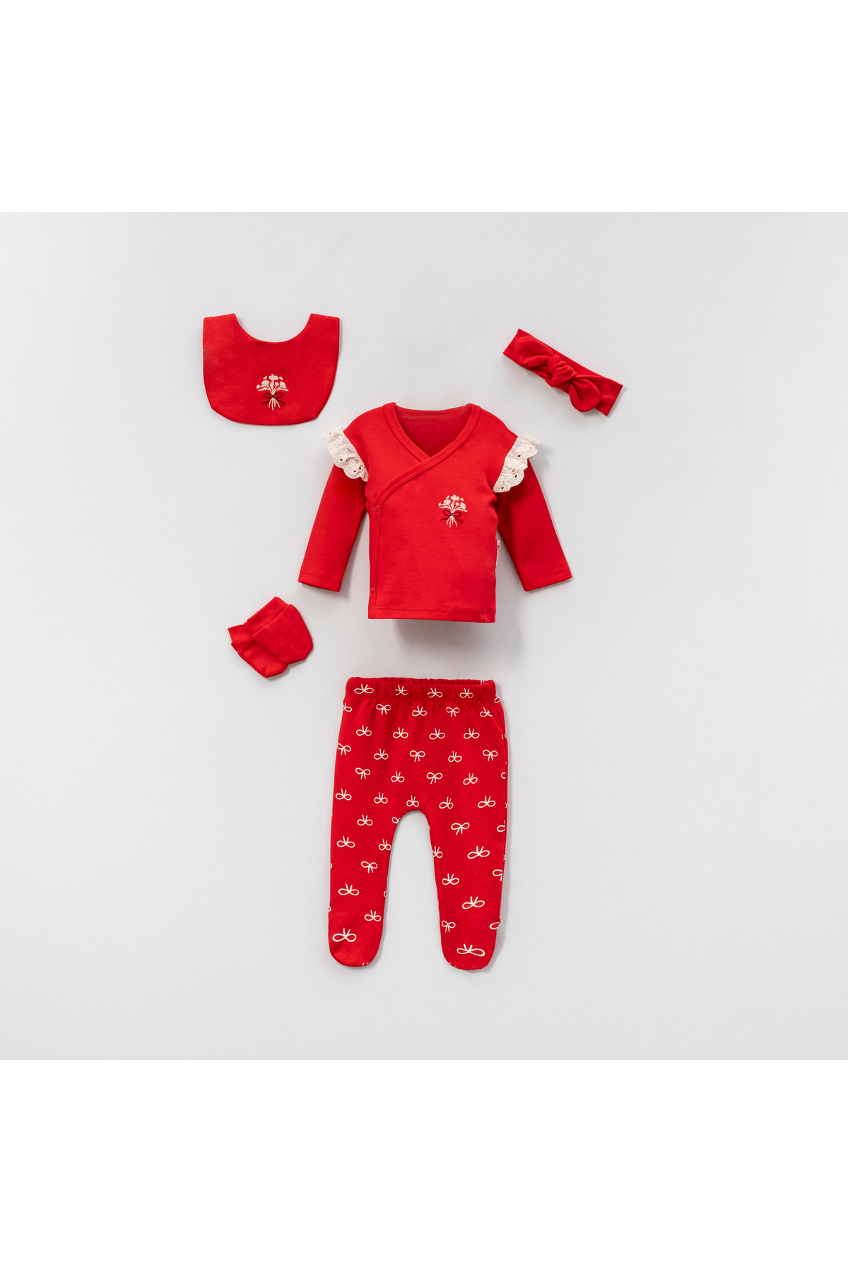 ENİA BABY Kız Bebek Yenidoğan Organik Hastane Çıkış Seti fotoğrafı 2 (önizleme)