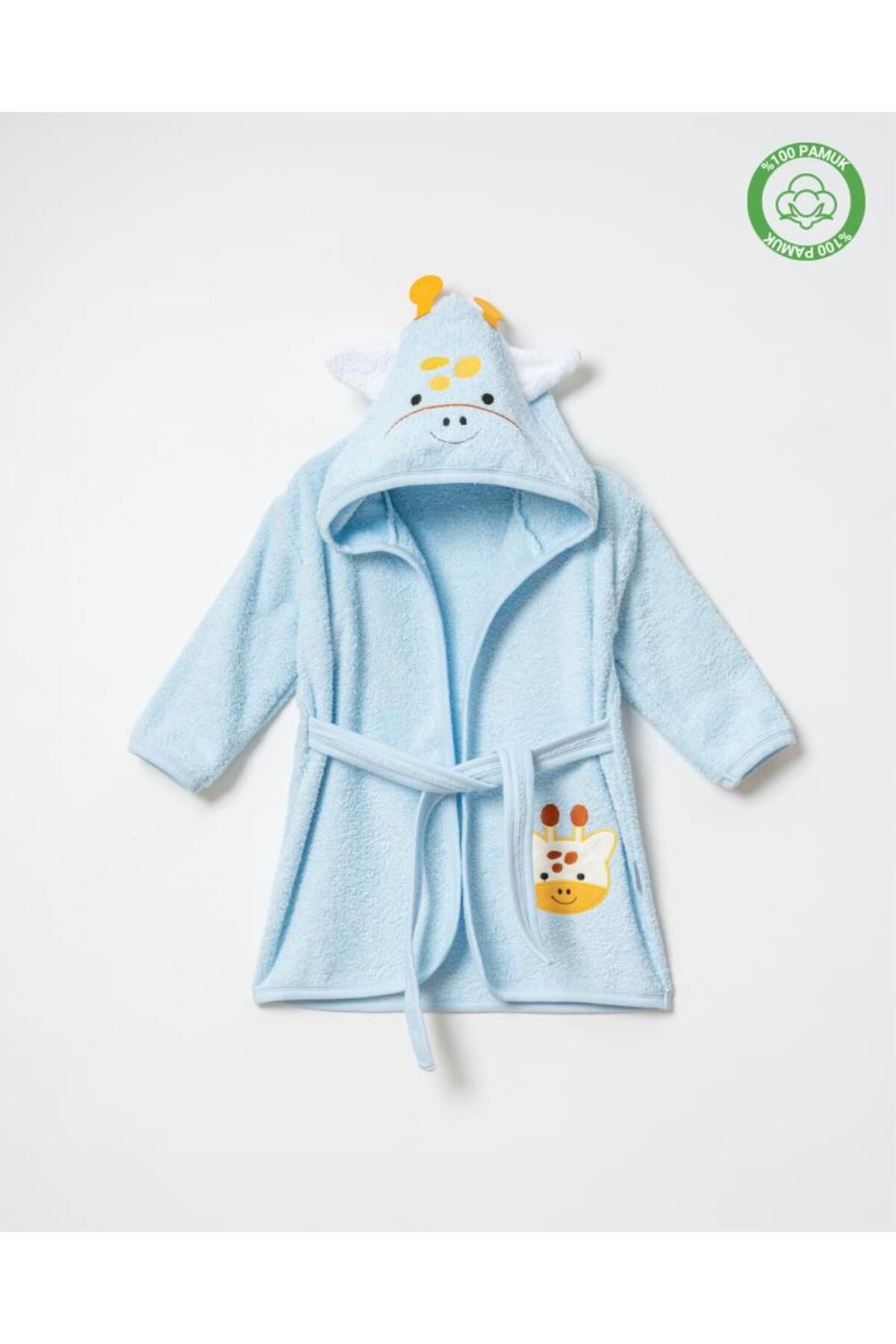 ankibaby Zürafalı Bornoz Mavi