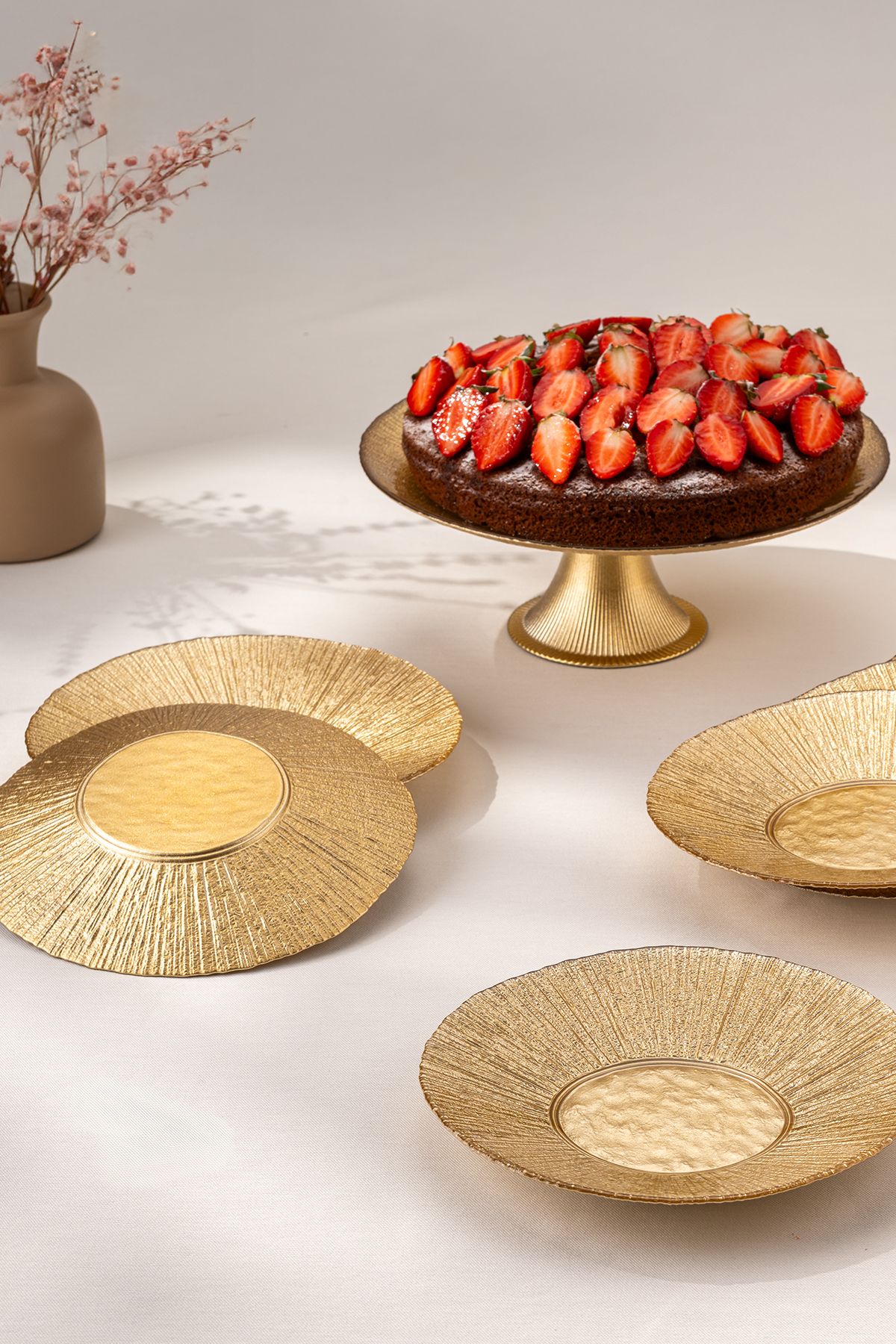 Emsan Golden 7 Parça Cam Pasta / Tatlı Seti