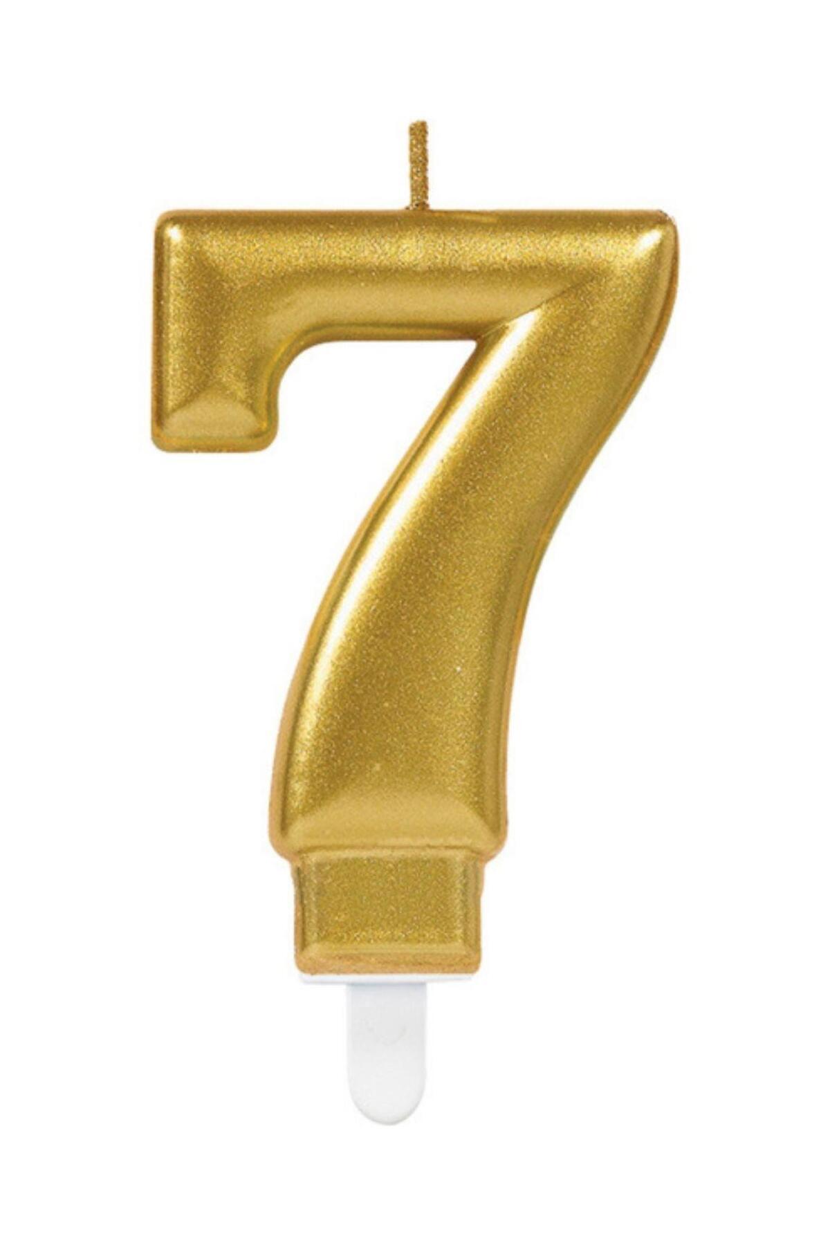 EFE PASTACILIK Gold Renkli Rakamlı Doğum Günü Pastası Yaş Mumu – 7 Yaş