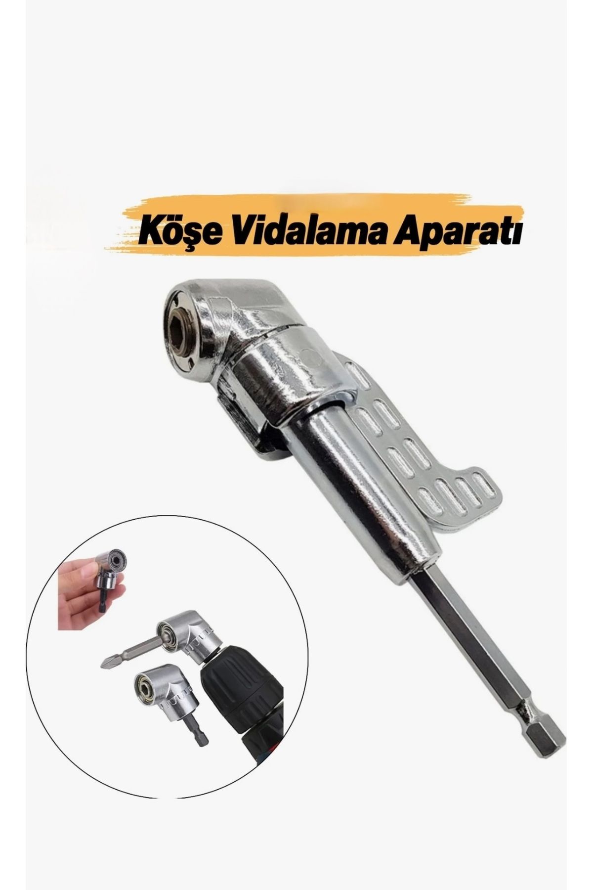 zimak Köşe Vidalama Aparatı Kör Nokta Zor Alan Bits Uç Tutucu 4 Yedek Uçlu