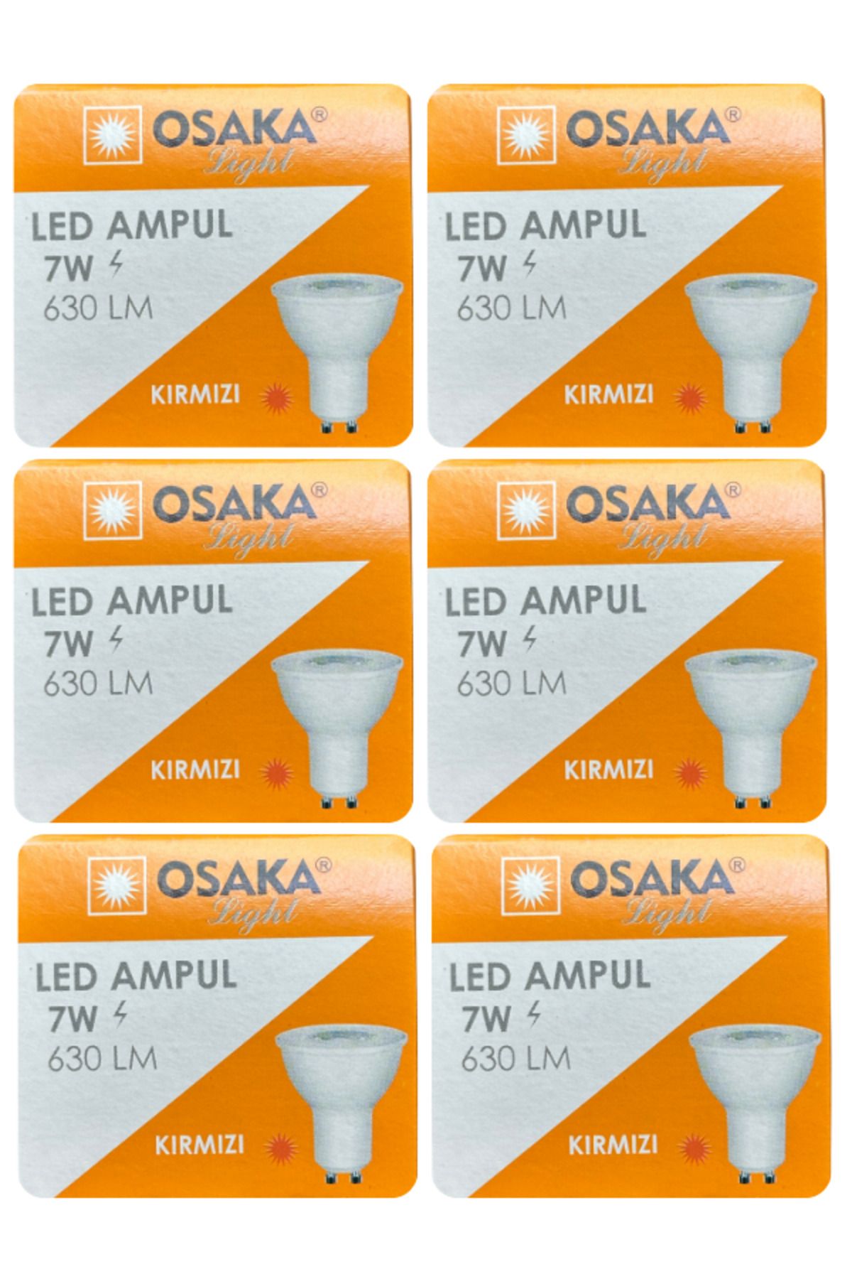 Osaka (6 Adet) Osaka 7W Kırmızı Işık GU10 Duylu (Kalın Duy) Led Çanak Ampul