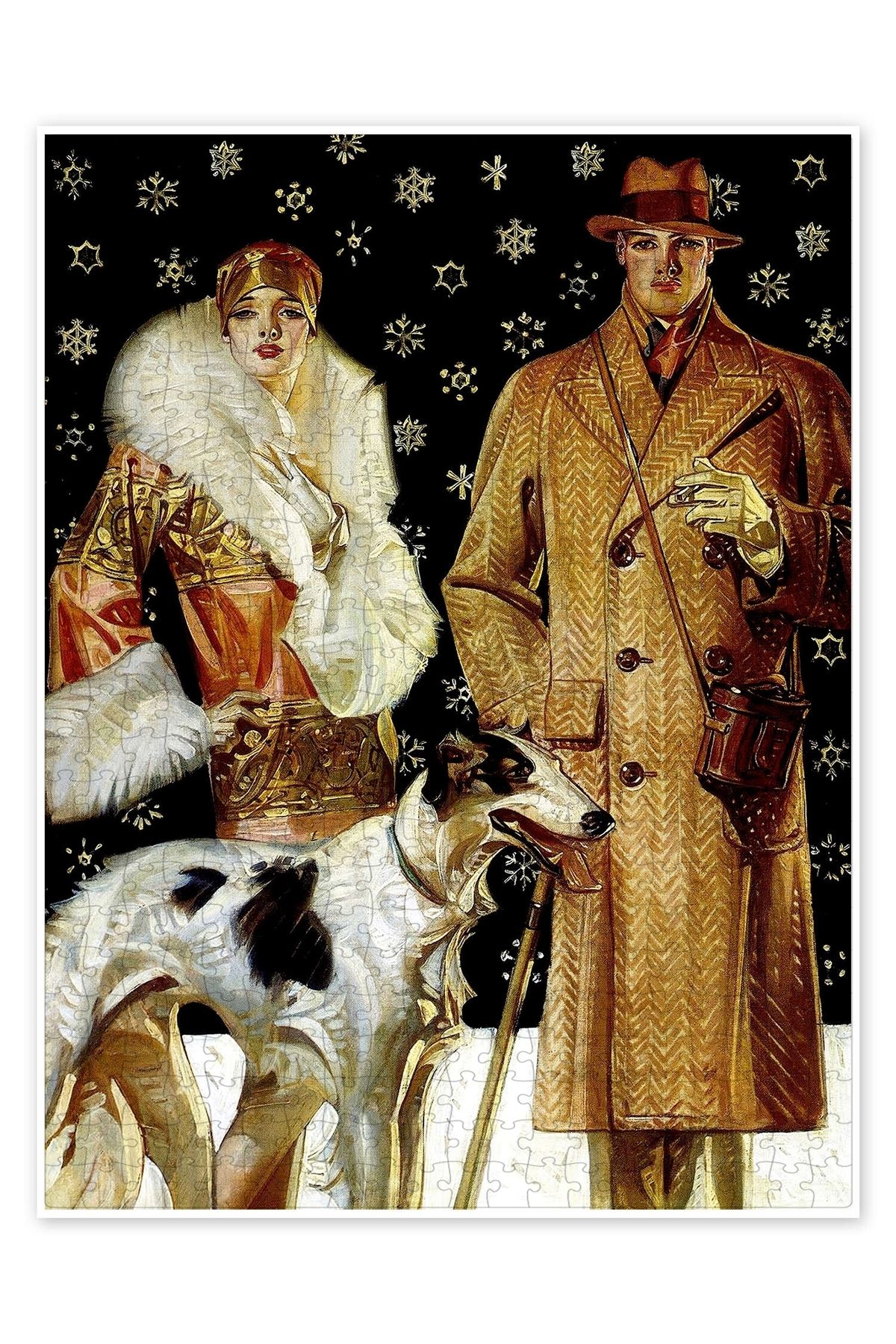 Jeronkarji Tazılı Çift 500 Parça Puzzle Yapboz Kedi Köpek Temalı Doğa ve Orman Hayvanları