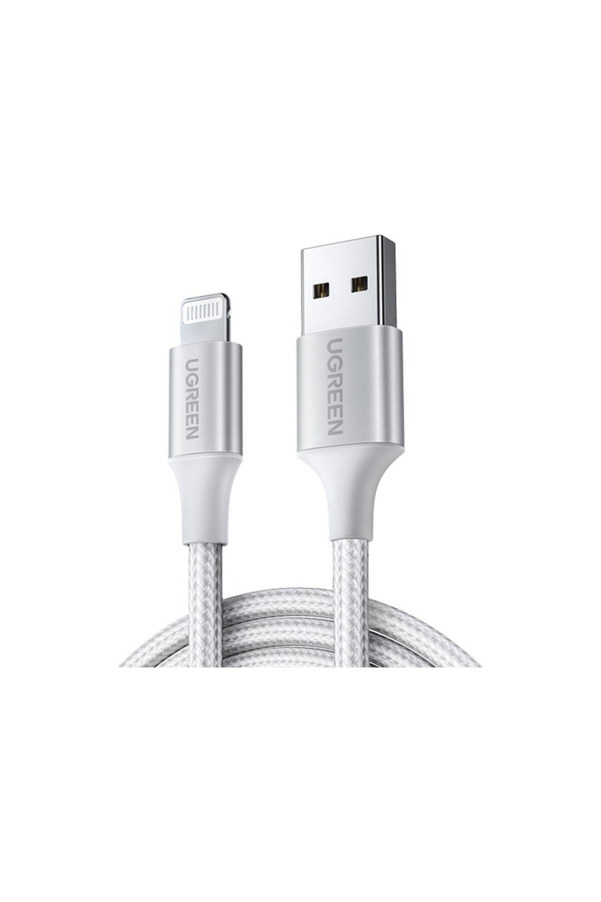 Ugreen Lightning - USB-A Örgülü MFi Sertifikalı İphone Hızlı Şarj Kablosu, 1.5 Metre, Gümüş, 60162