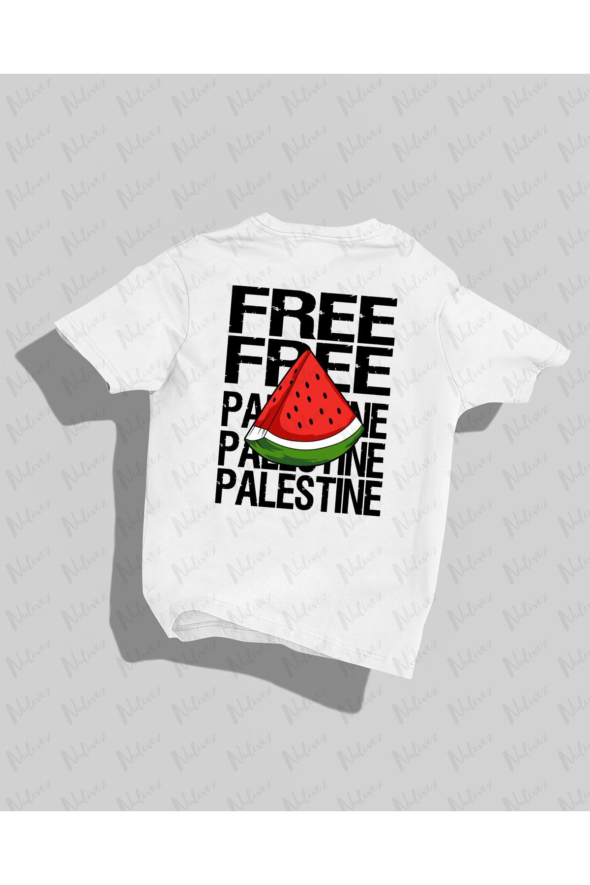 Nulivez Free Palestine Sırt Baskılı Yüksek Kalite Kompakt Unisex Oversize T-Shirt