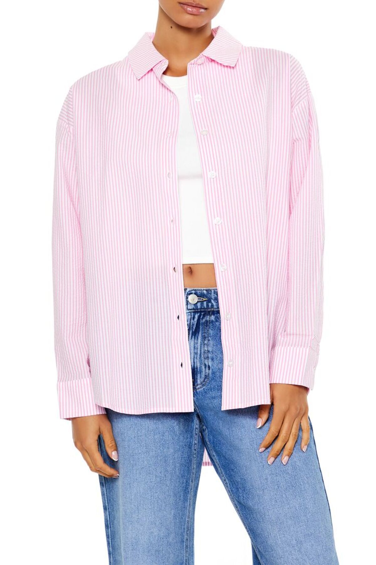 Forever 21 Poplin Çizgili Gömlek