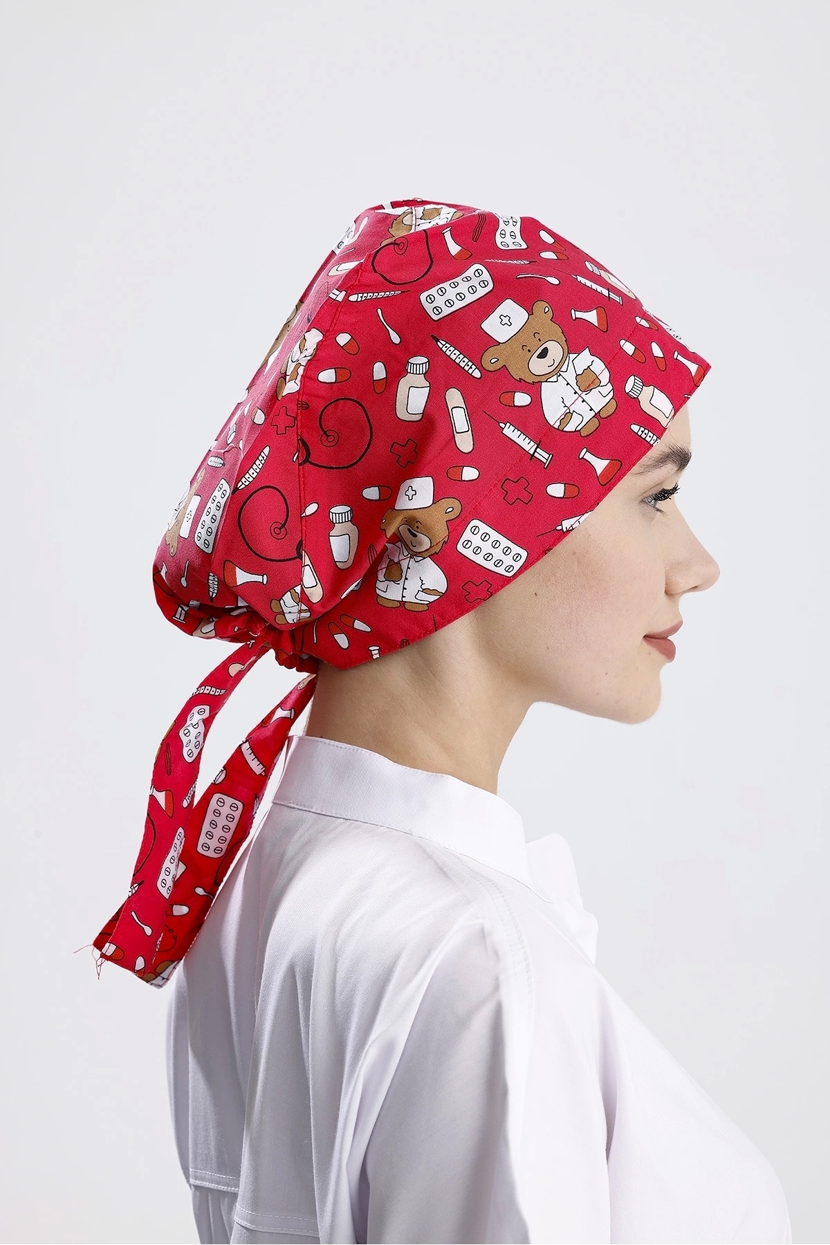 Moodamedikal Kırmızı Ayıcık Desenli Cerrahi Bone