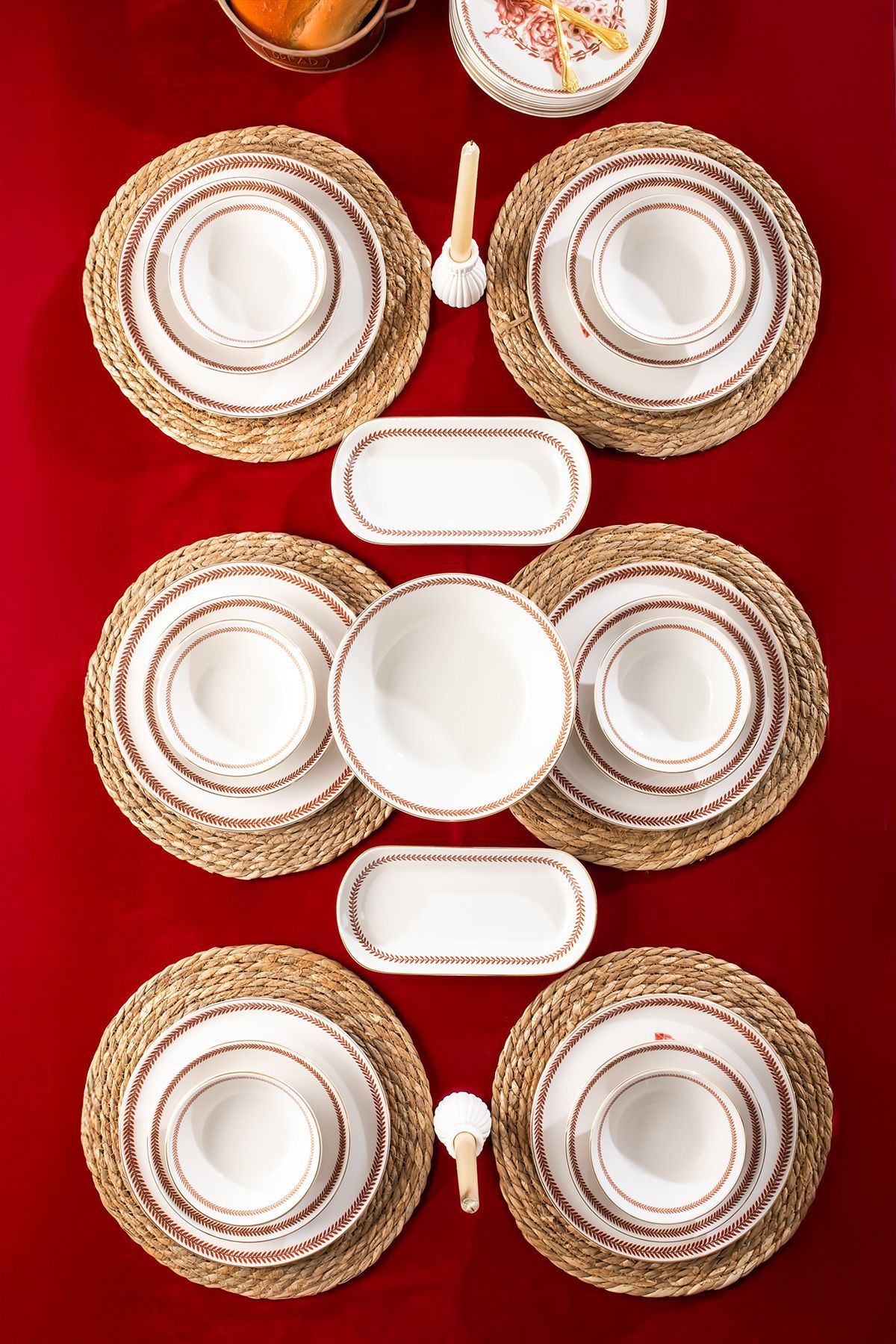 Perotti Danish Altın yaldızlı Stoneware Yemek Takımı 27 Parça 6 Kişilik Yemek Seti