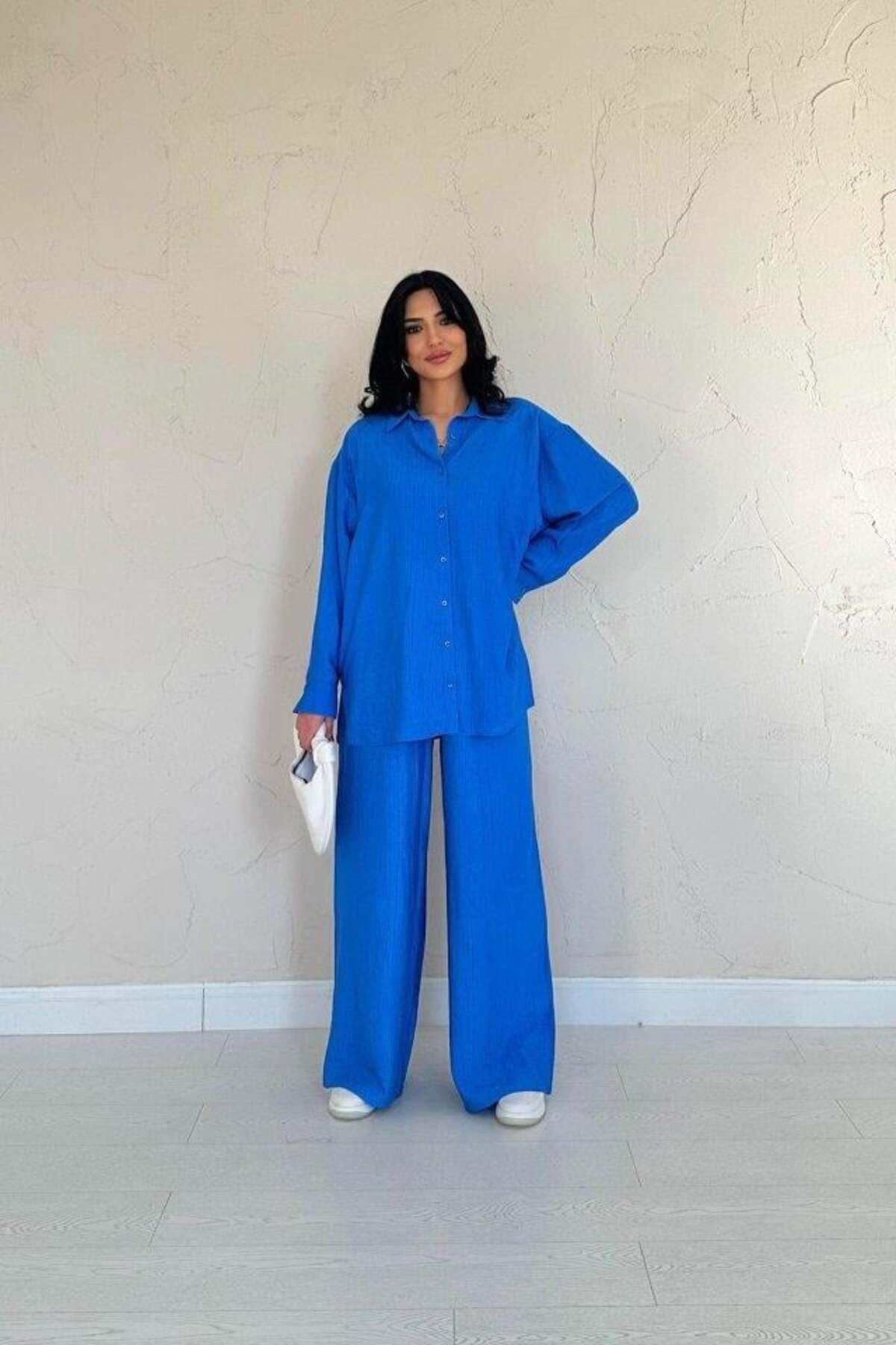 MAREANDPANDA Saks Alice Gömlek Ve Bol Kesim Pantolon Takım