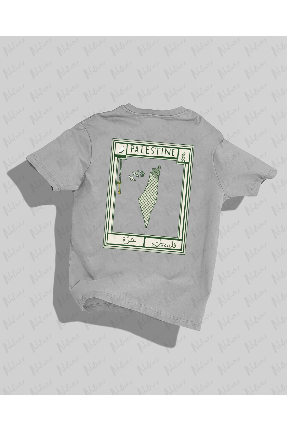 Nulivez Filistin Tasarımı Sırt Baskılı Yüksek Kalite Kompakt Unisex Oversize T-Shirt