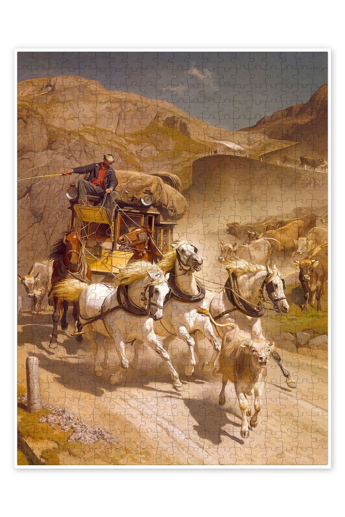 Jeronkarji Gotthard Post, 1873 500 Parça Puzzle Yapboz Kedi Köpek Temalı Doğa ve Orman Hayvanları