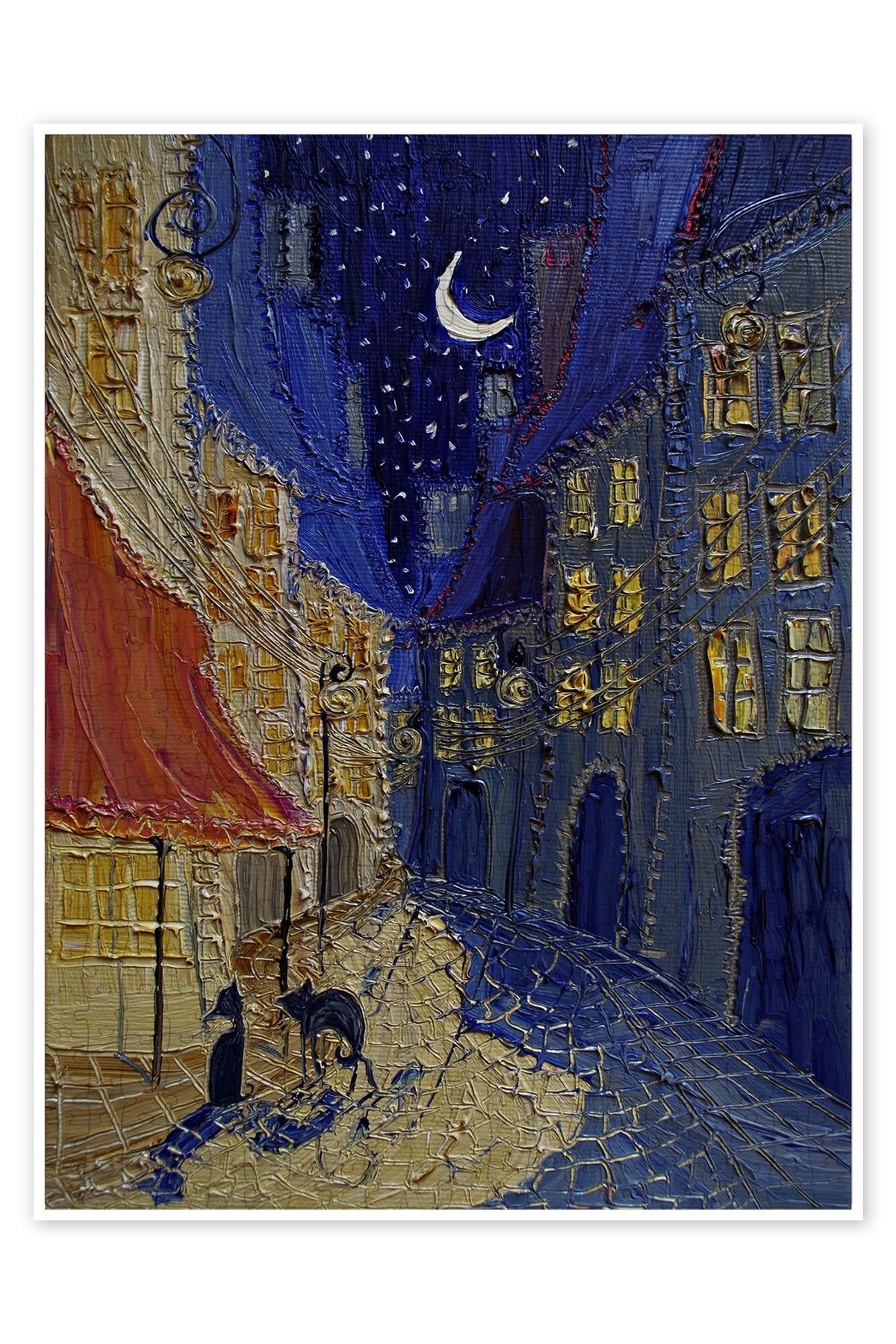 Jeronkarji Sokak Kedileri Moonlight 500 Parça Puzzle Yapboz Kedi Köpek Temalı Doğa ve Orman Hayvanları