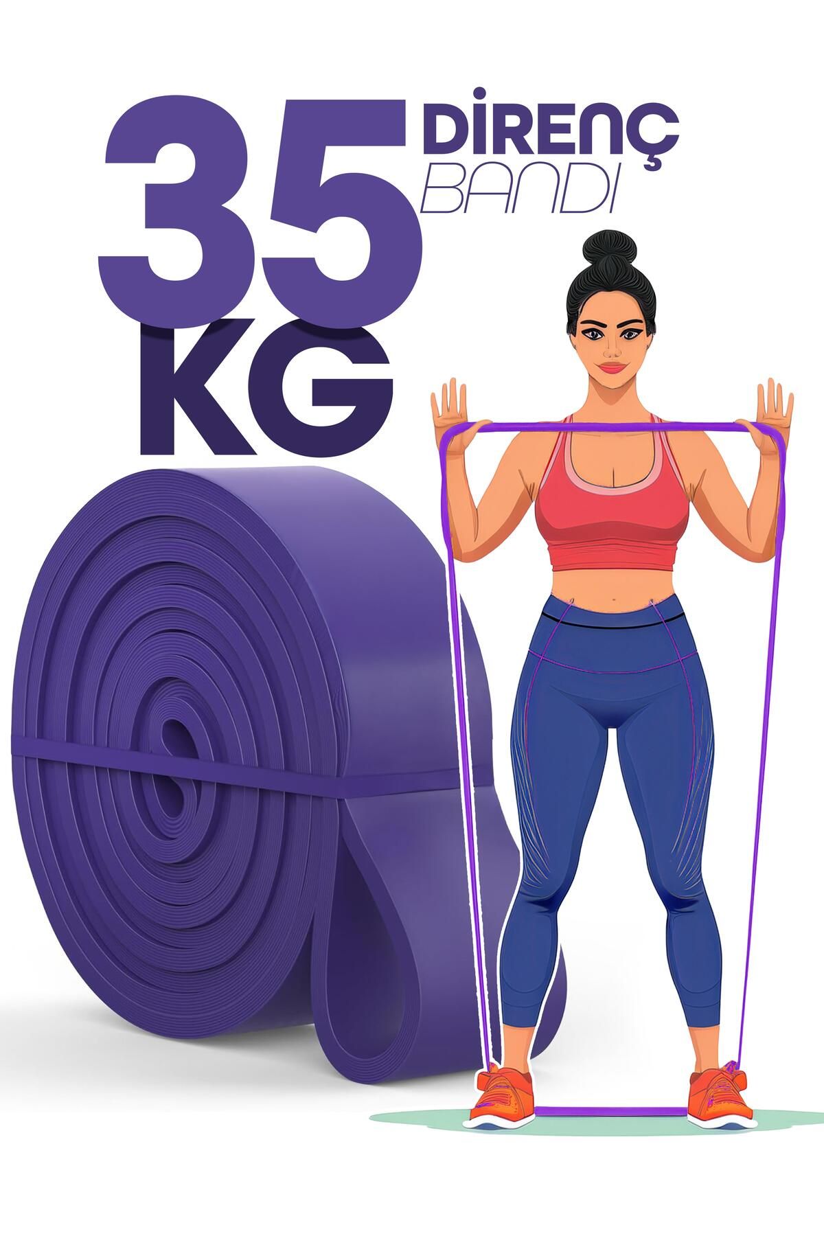 Venenon 35KG Barfiks Lastiği Gym Resistance Band Antrenman Kas Geliştirme Bandı Mor (Extra Sert)