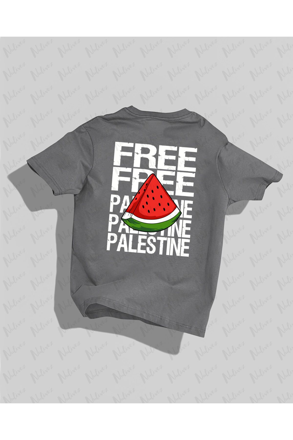 Nulivez Free Palestine Sırt Baskılı Yüksek Kalite Kompakt Unisex Oversize T-Shirt