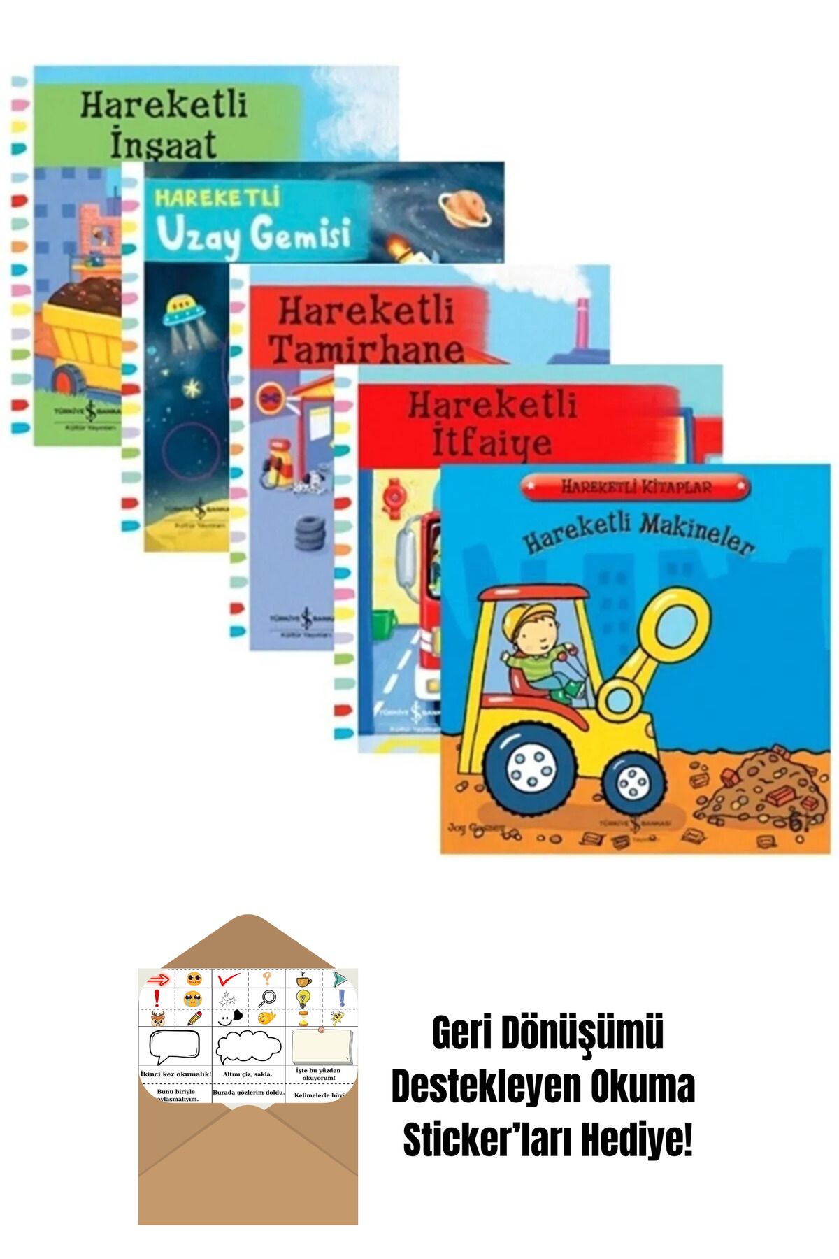 TÜRKİYE İŞ BANKASI KÜLTÜR YAYINLARI Hareketli Kitaplar 5 Kitap Set 1 + Okuma Sticker'ları