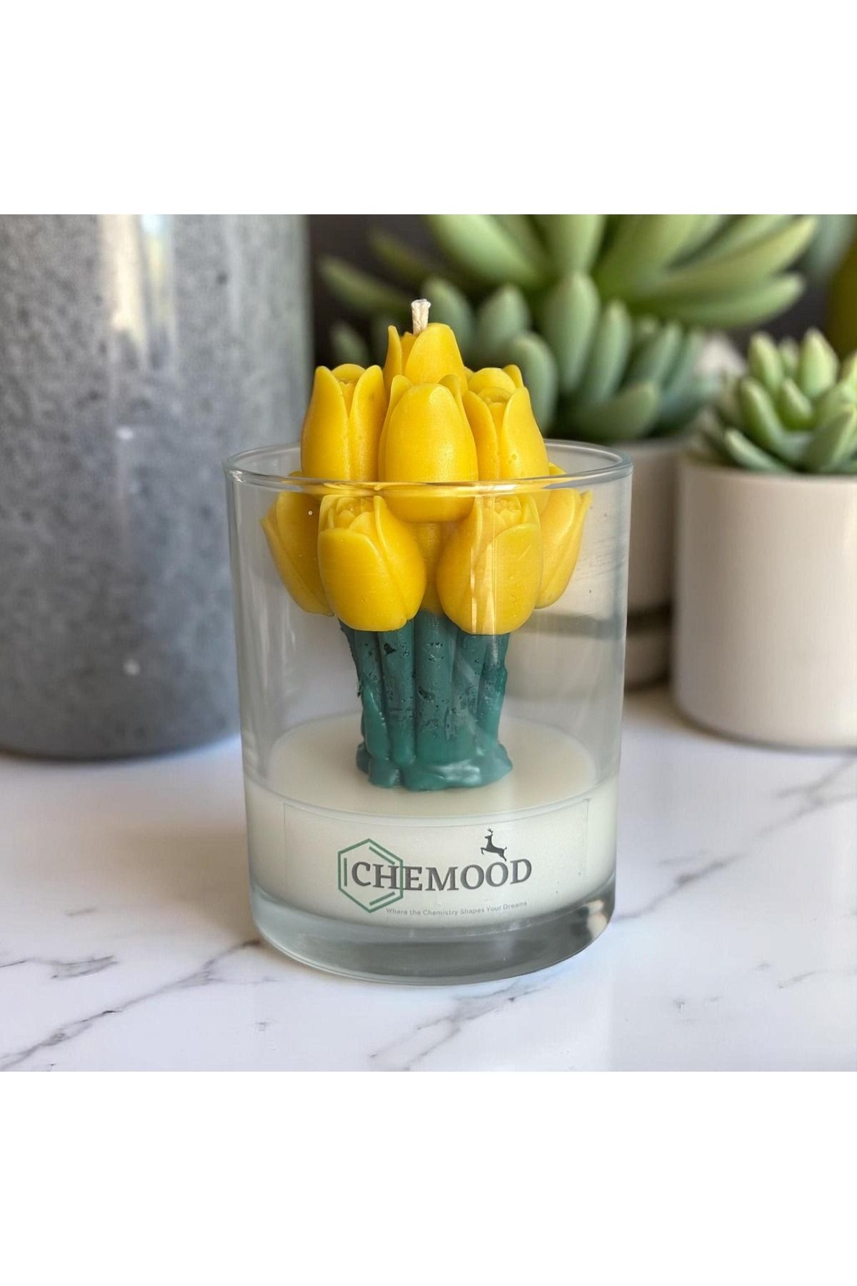 CHEMOOD Lale Model Buket Mum, Dekoratif Bardakta, Hediyelik
