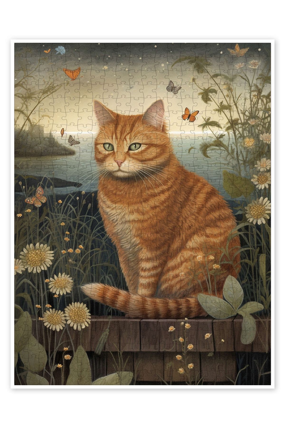 Jeronkarji Kırmızı Kedi 500 Parça Puzzle Yapboz Kedi Köpek Temalı Doğa ve Orman Hayvanları
