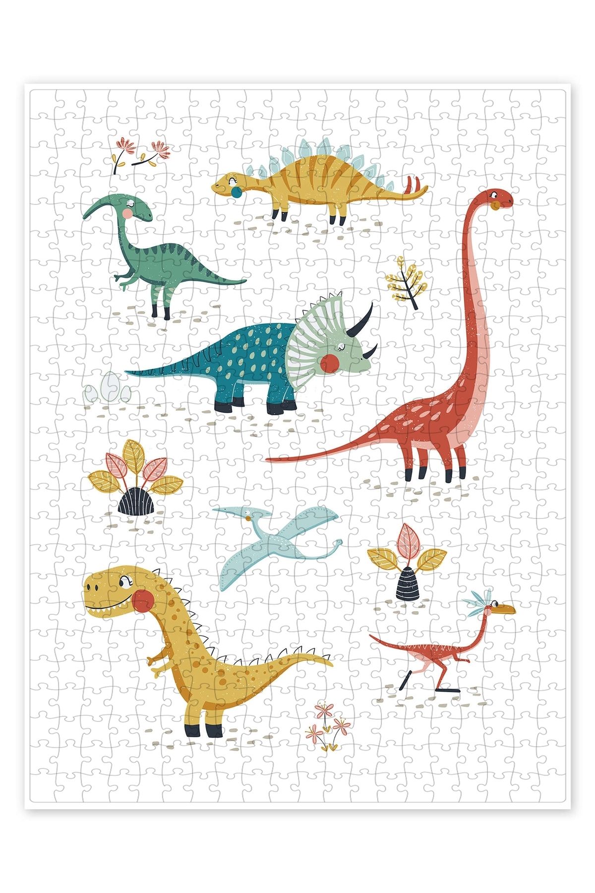 Jeronkarji En sevdiğim dinozorlar 500 Parça Puzzle Yapboz Çocuklar için Neşeli Hayvan Temalı