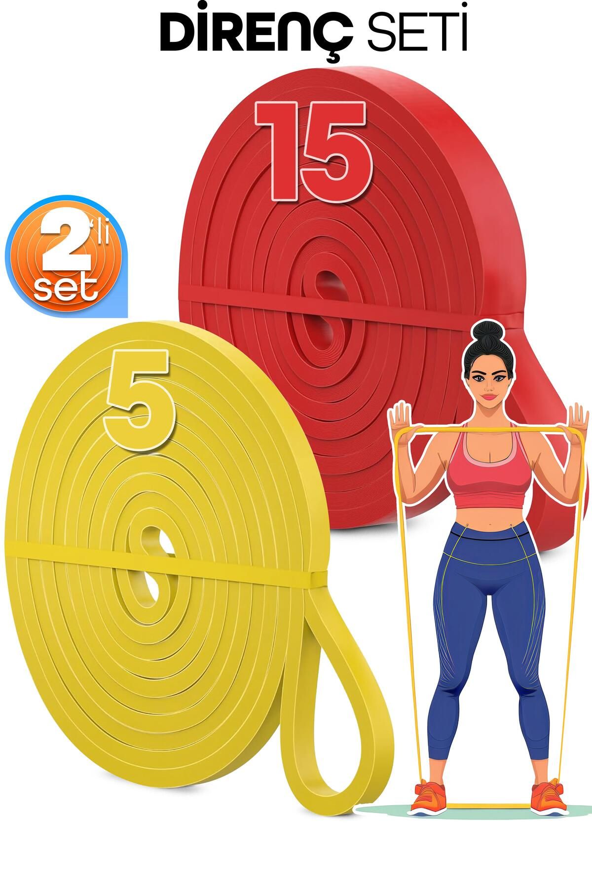 Venenon 5 + 15 KG 2'li SET Barfiks Lastiği Gym Resistance Band Antrenman Kas Geliştirme Bandı