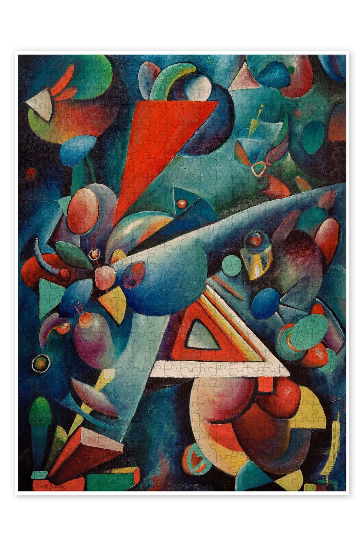 Jeronkarji Kompozisyon XIV, Rudolf Bauer 500 Parça Puzzle Yapboz Bohem Soyut Sanat Temalı