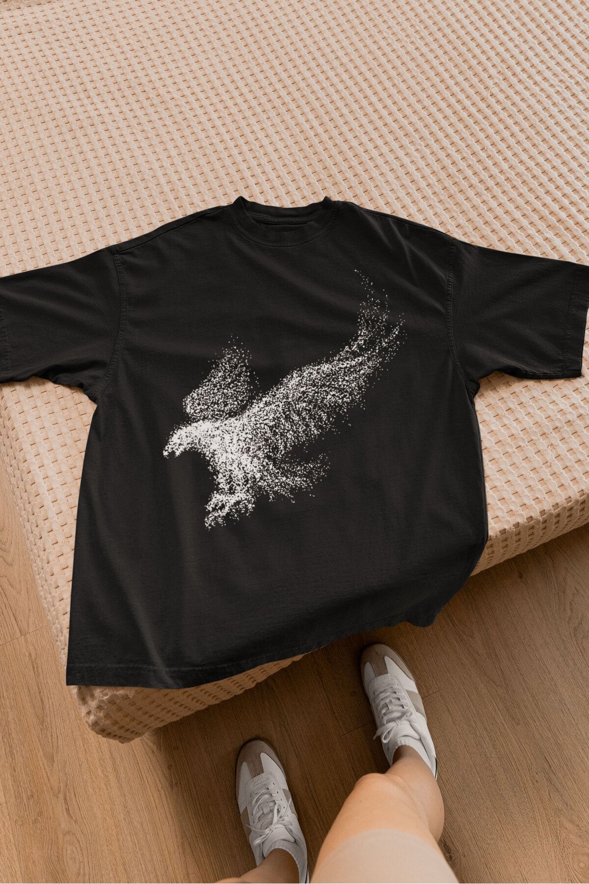 srcmarket Soyut Kuş Baskılı Unisex Tshirt