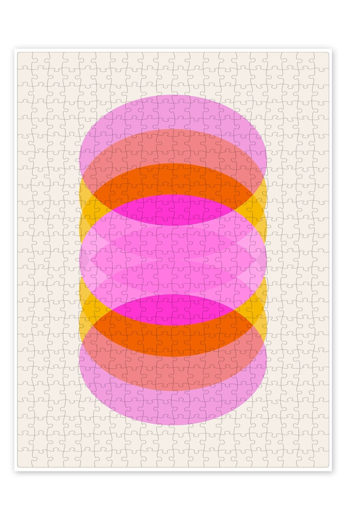 Jeronkarji Pembe ve Turuncu Geometrik Op Art Silindir 500 Parça Puzzle Yapboz Bohem Soyut Sanat Temalı