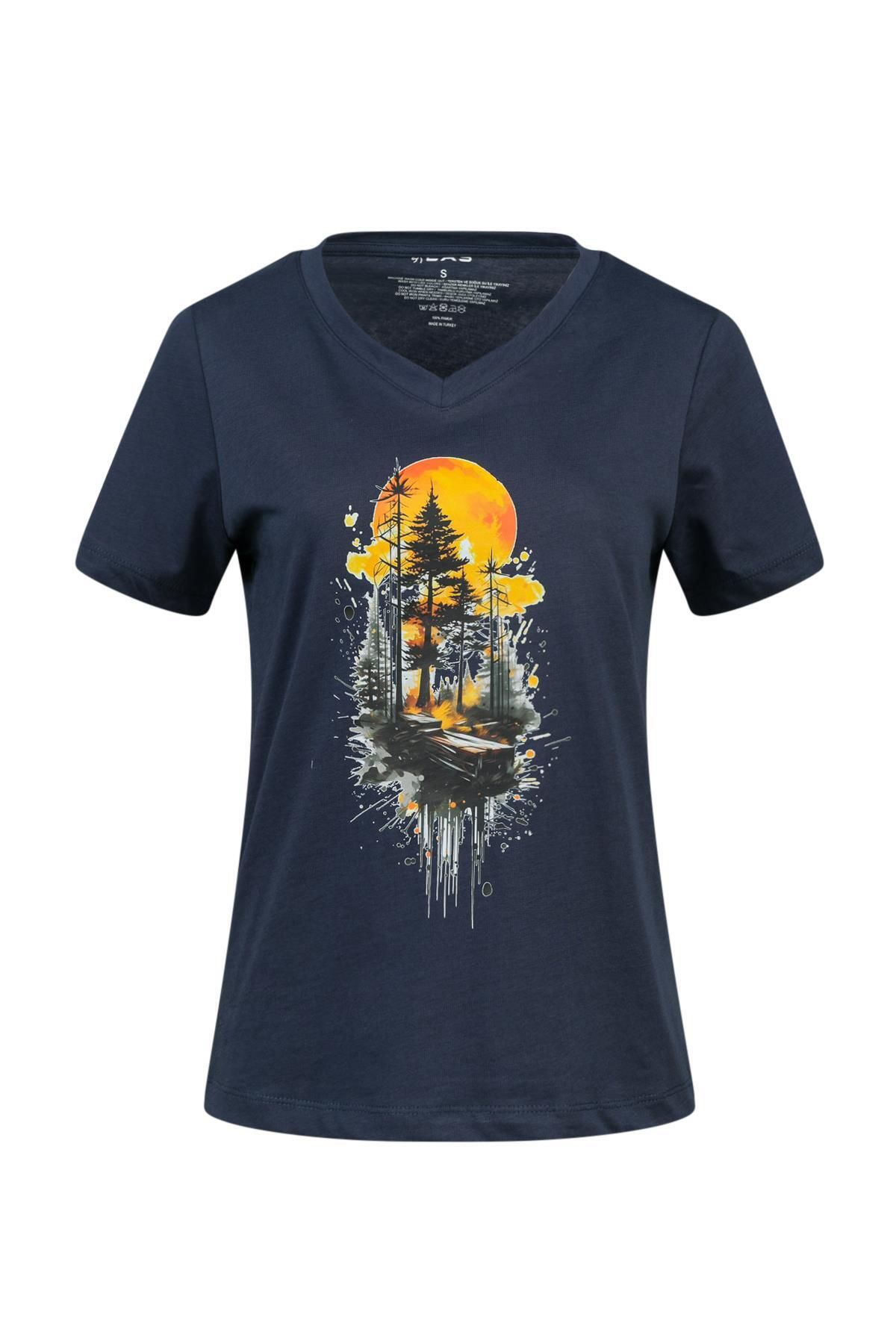 2AS Alone Baskılı V Yaka Kadın T-Shirt 413