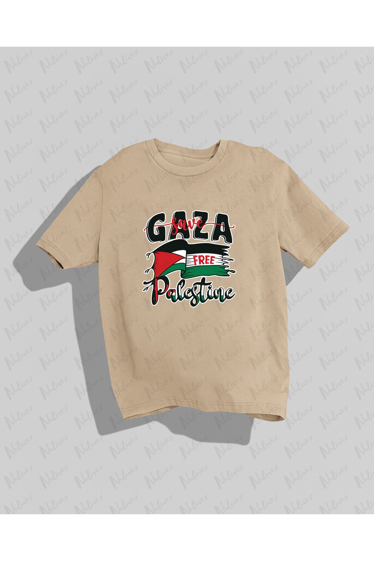 Nulivez Filistin Tasarımı Baskılı Yüksek Kalite Kompakt Unisex Oversize T-Shirt