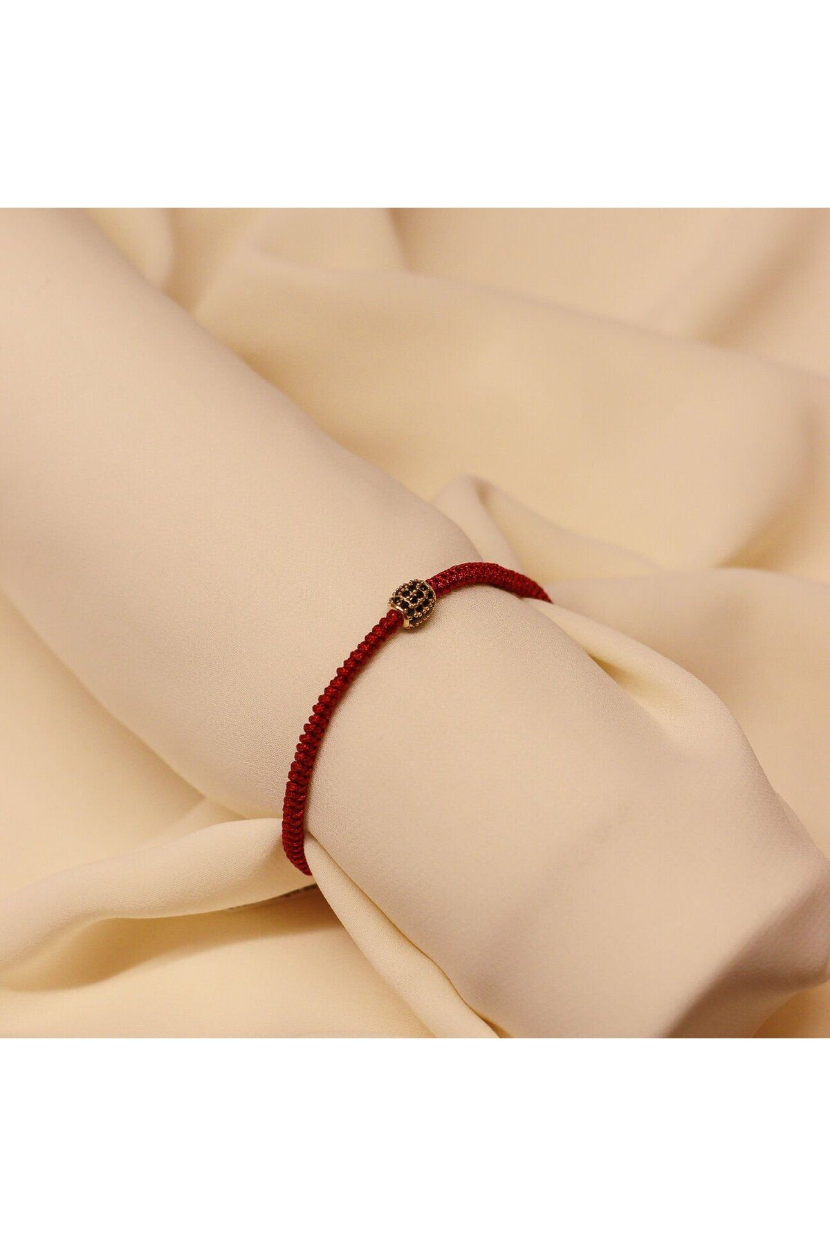 TAHAN MÜCEVHERAT Oval Taşlı Bordo İpli Bileklik