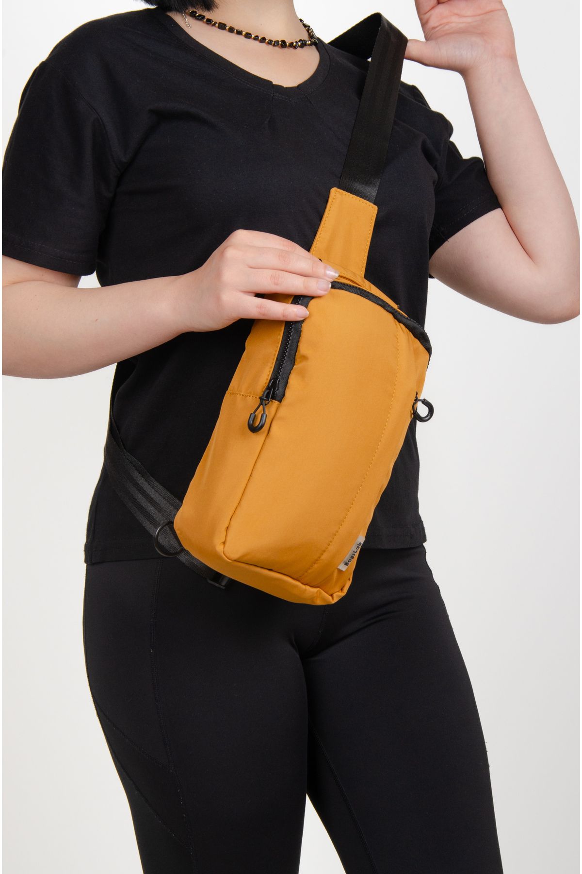 KAFF Hardal Renk Suya Dayanıklı Kumaş Unisex Bodybag Çapraz Omuz Çantası -1055