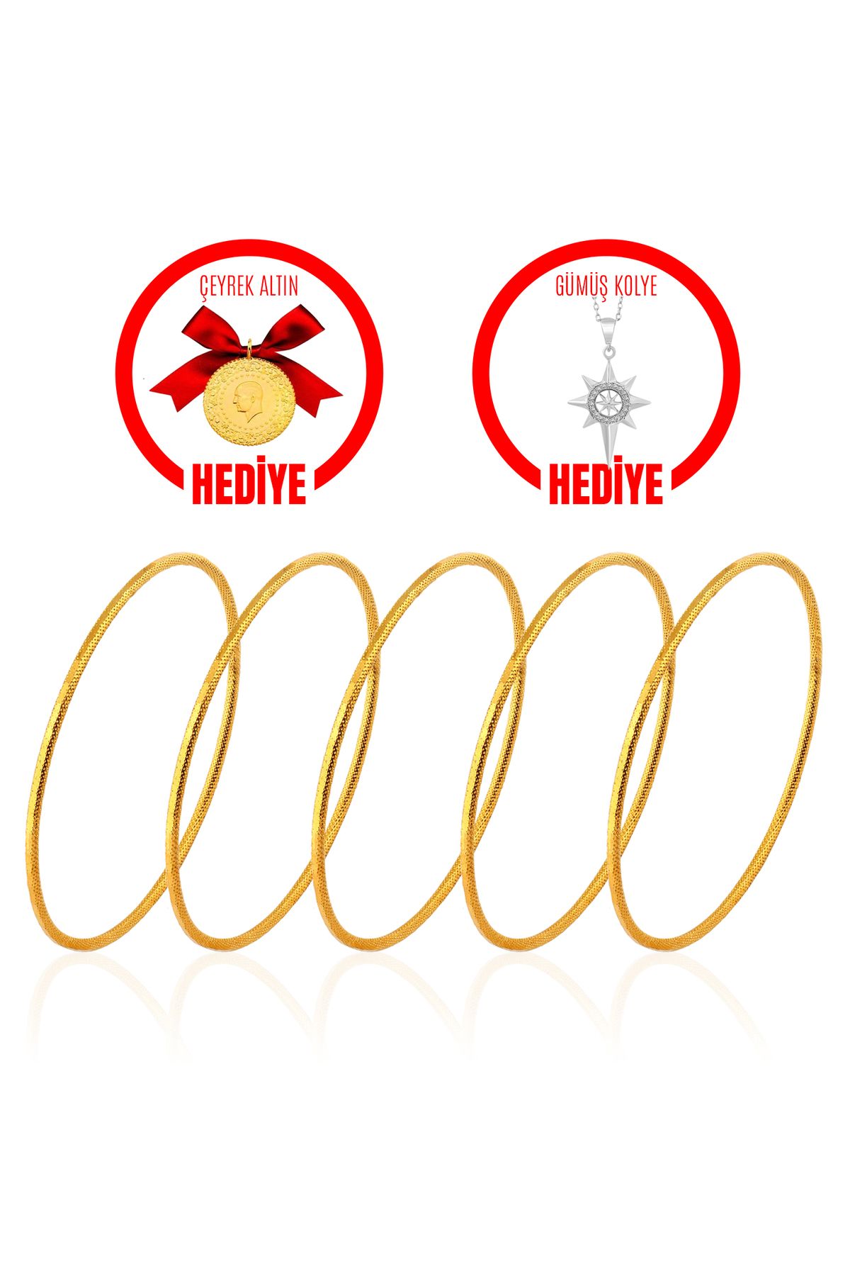 5 Adet Yatırımlık Hediyelik Altın 2 Gram Ajda Bilezik + Hediyeli