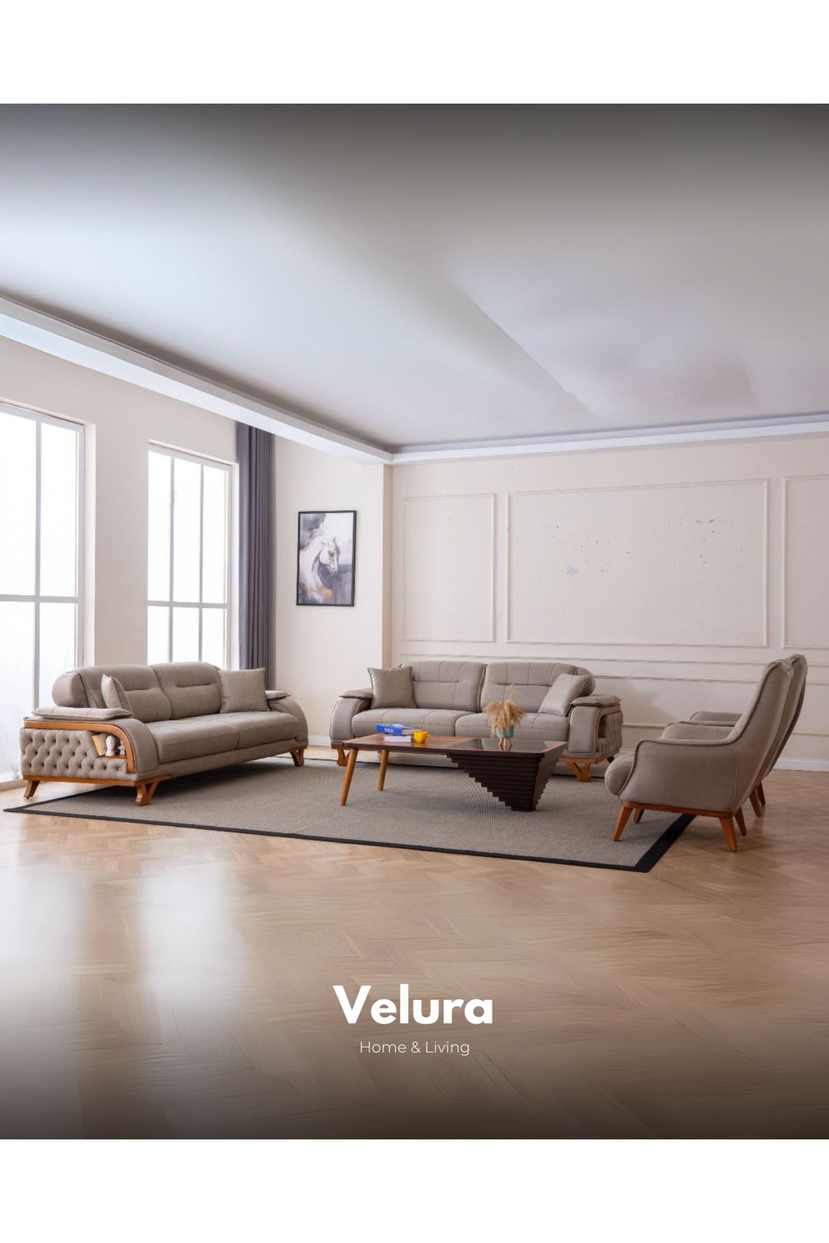 Velura Home & Living Berra Berjer & Tekli Koltuk - Koyu Krem