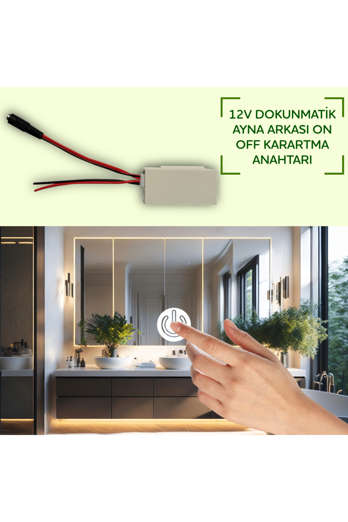 MELKO 12V Dokunmatik Ayna Arkası On Off ve Karartma Anahtarı