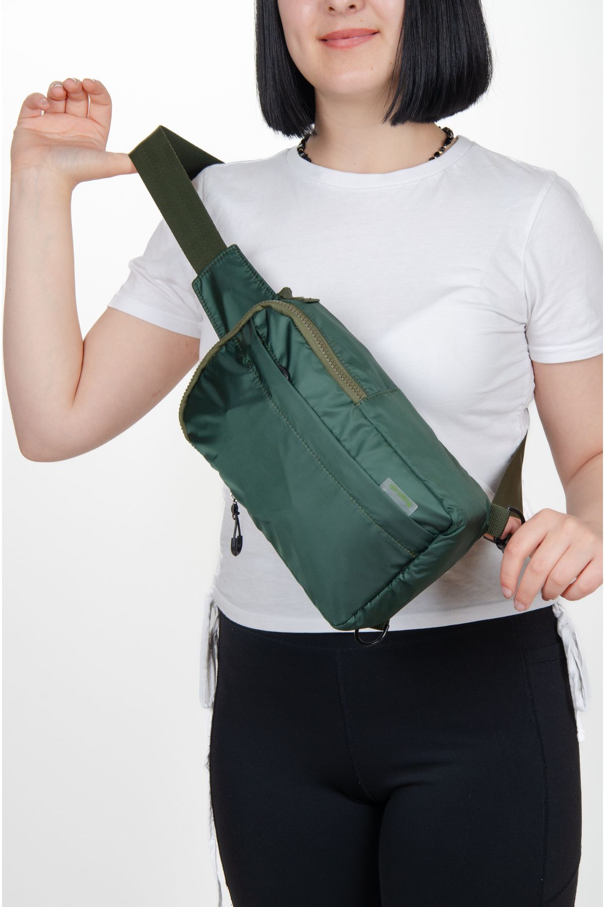 KAFF Haki Renk Suya Dayanıklı Kumaş Unisex Bodybag Çapraz Omuz Çantası -1055