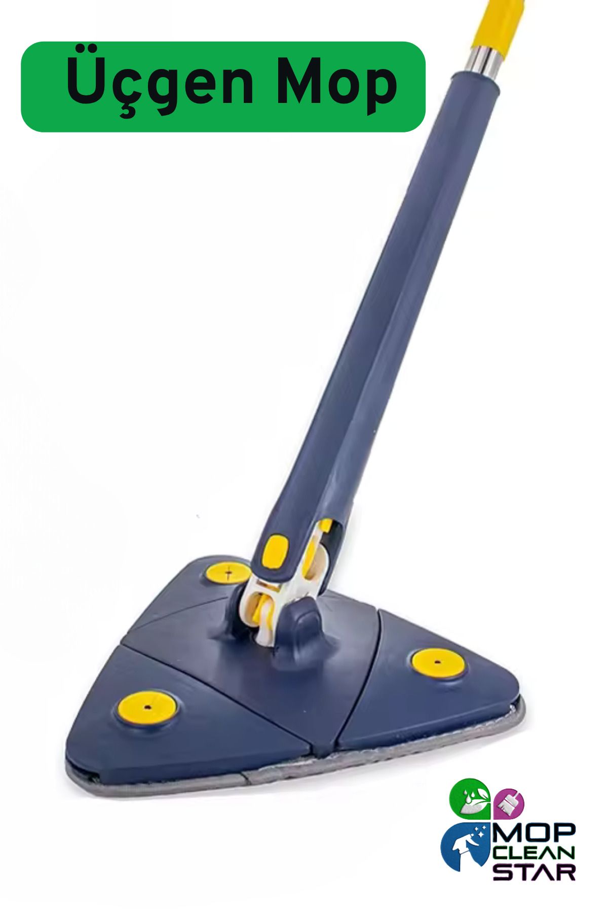 Mop Clean Star ✨Kendinden Sıkmalı Üçgen Mop 360° Dönen Başlık + Yedek Bez! Pratik Temizlik Mop Seti 🧼