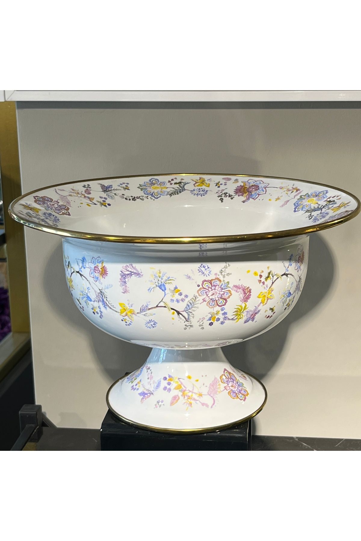 SUMRA HOME Emaye Çiçek Desenli Meyvelik 26cm