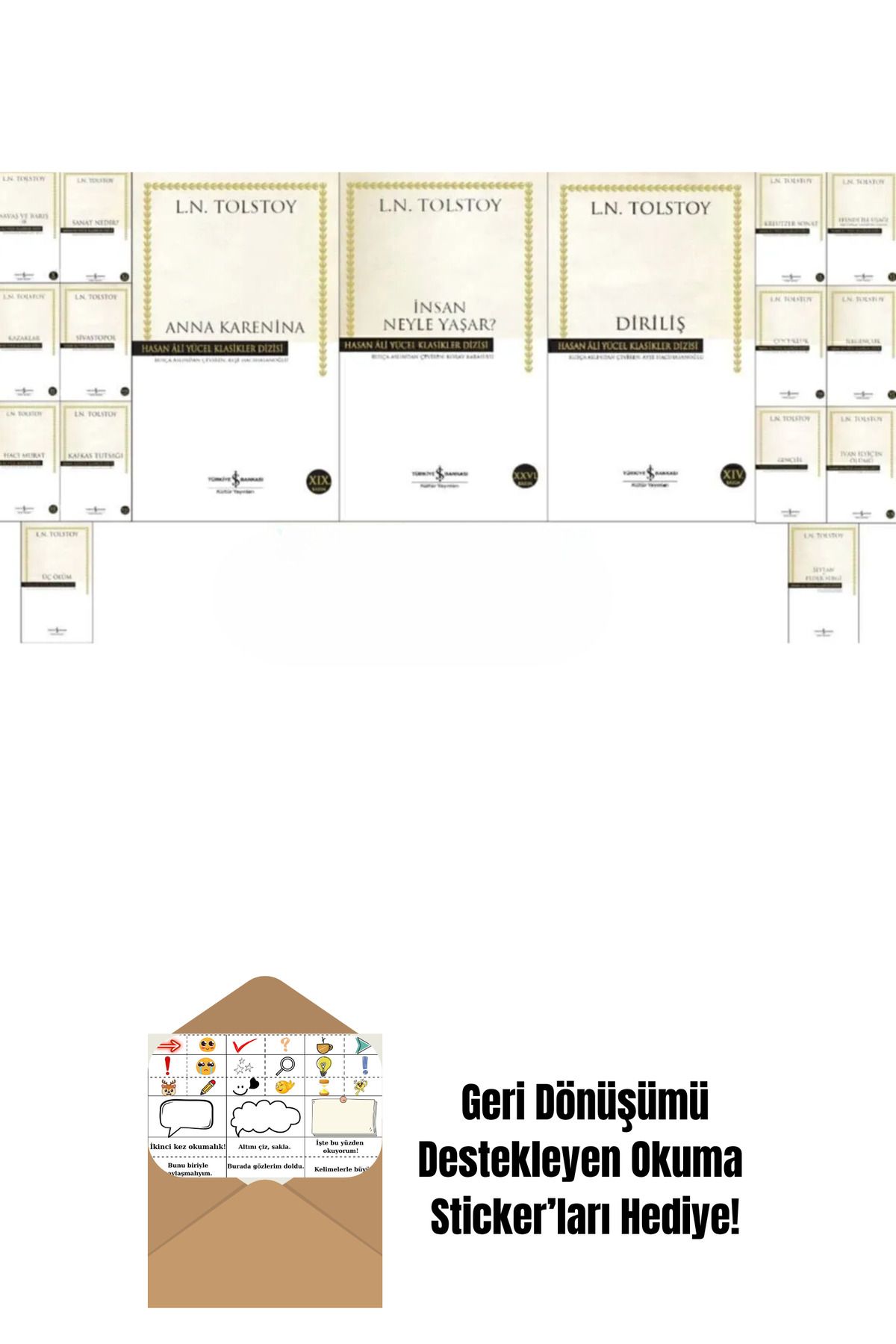 TÜRKİYE İŞ BANKASI KÜLTÜR YAYINLARI İş Bankası Tolstoy 17 Kitap Set + Okuma Sticker'ları