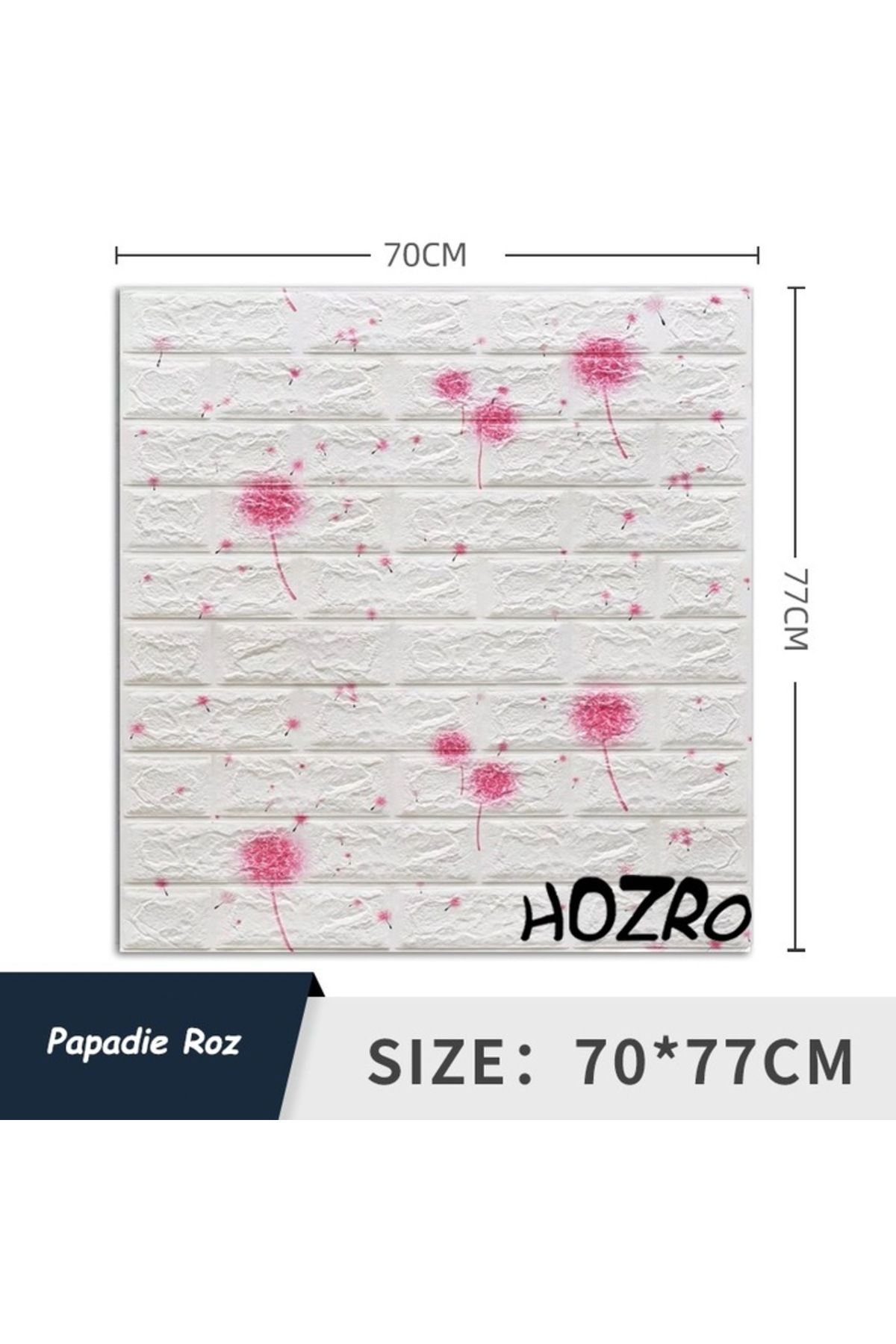 HOZRO-Set 50 x Tapet 3D autoadeziv HOZRO, Model imitatie caramida, Papadie Roz 3