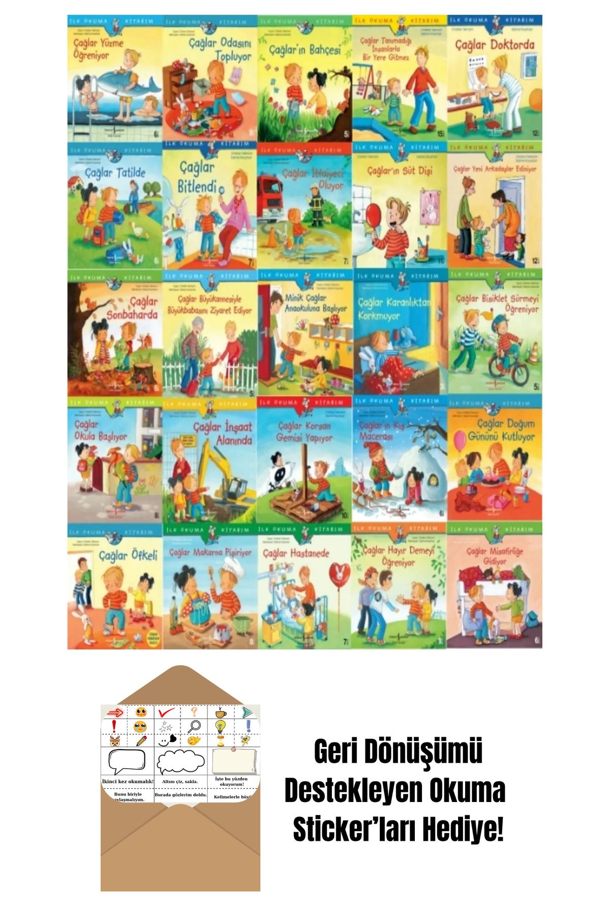 TÜRKİYE İŞ BANKASI KÜLTÜR YAYINLARI Çağlar Serisi 25 Kitap Set + Okuma Sticker'ları