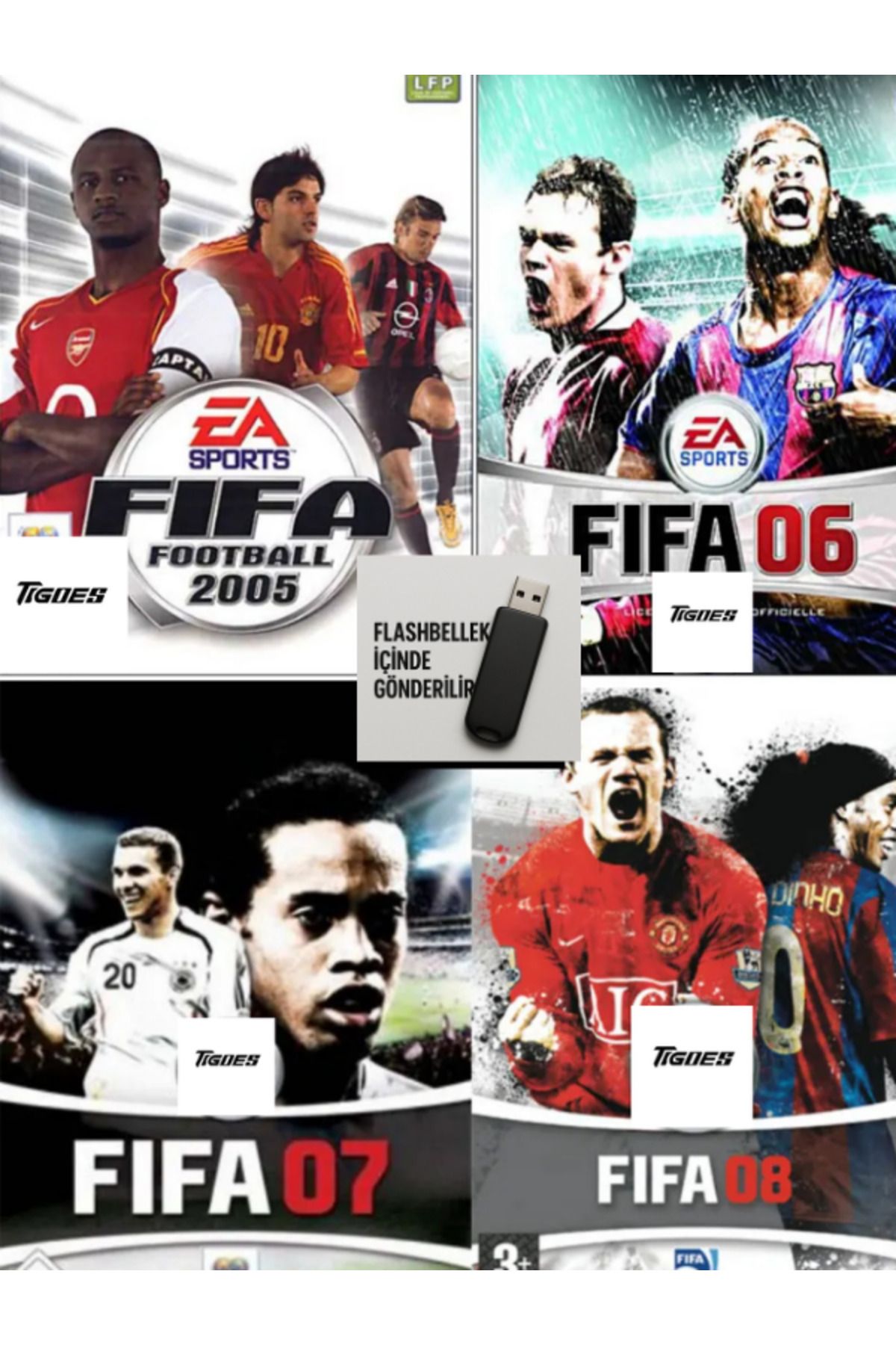 Tigdes 🎮 FIFA Football 2005-2008 PC Oyunu | 4’lü Efsane Seri | Kuruluma Hazır Flash Bellek | Windows